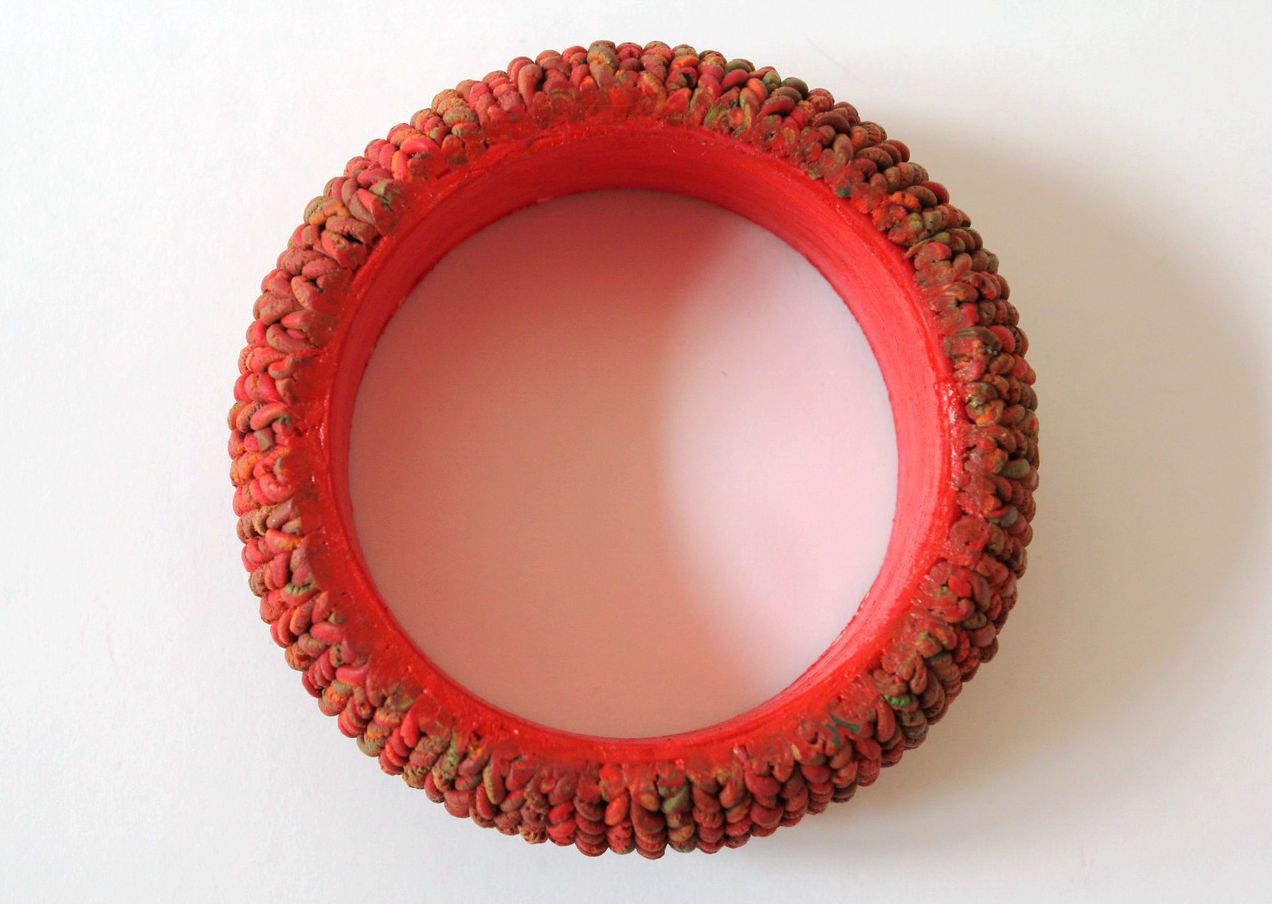 Bracelet rouge en pâte polymère fait main photo 4