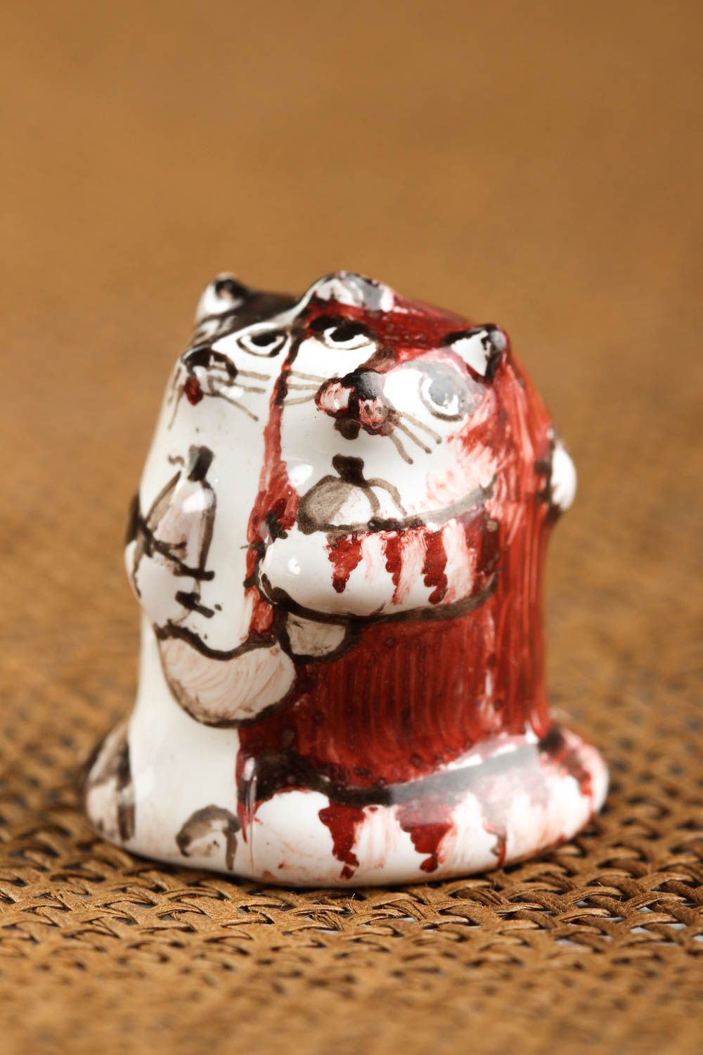 Dedal artesanal de arcilla gatitos accesorio para costura regalo original foto 1