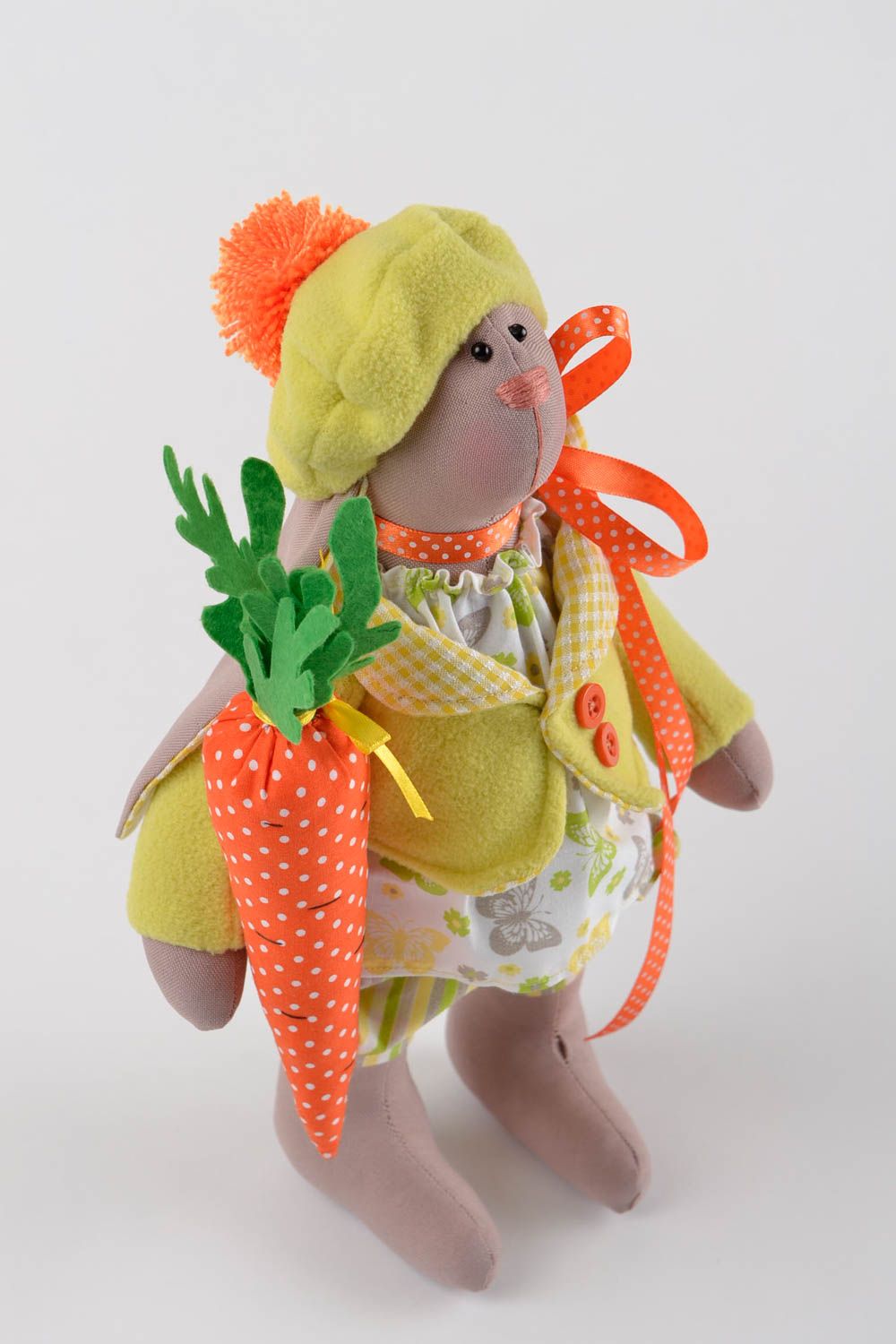 Textile handmade doll designer unique rag bunny girl stuffed toy decoration idea photo 2