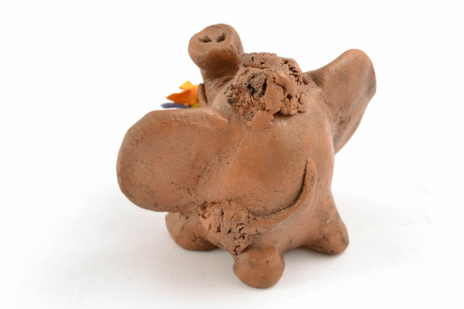 Statuetta elefantino in argilla fatta a mano figurina decorativa in ceramica 
 foto 5