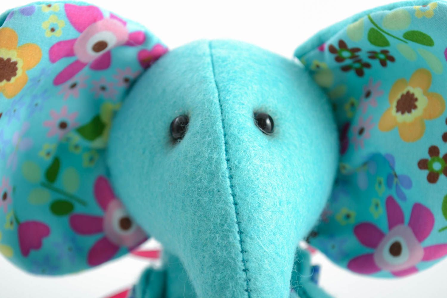 Beautiful stylish handmade children's fabric soft toy elephant photo 4