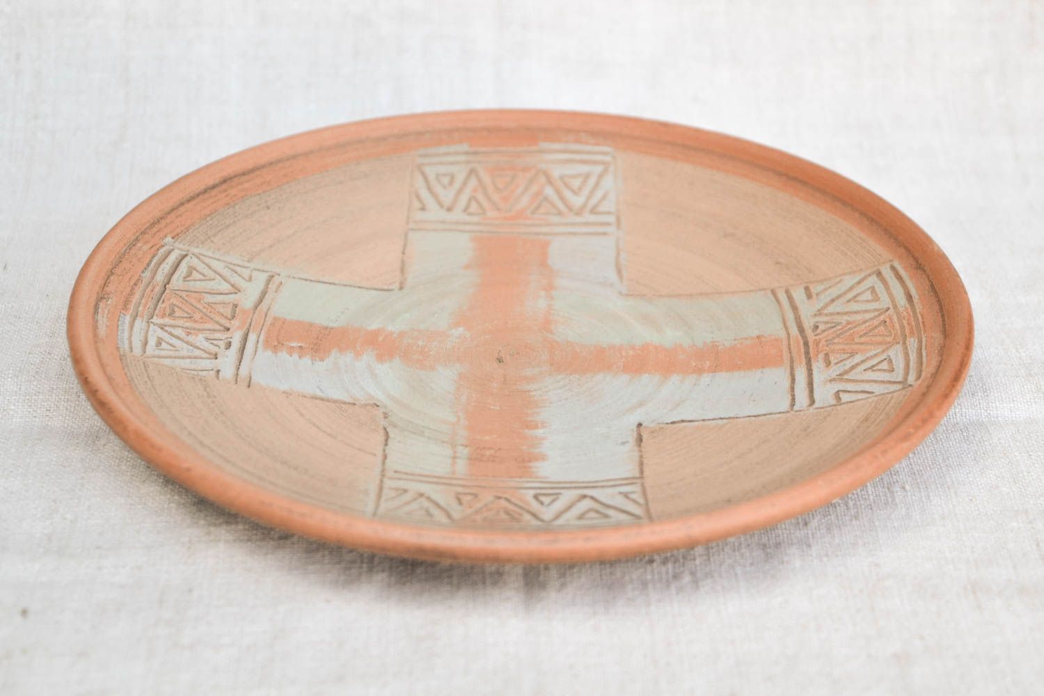 Plato pintado y hecho a mano de barro utensilio de cocina vajilla de diseño foto 4