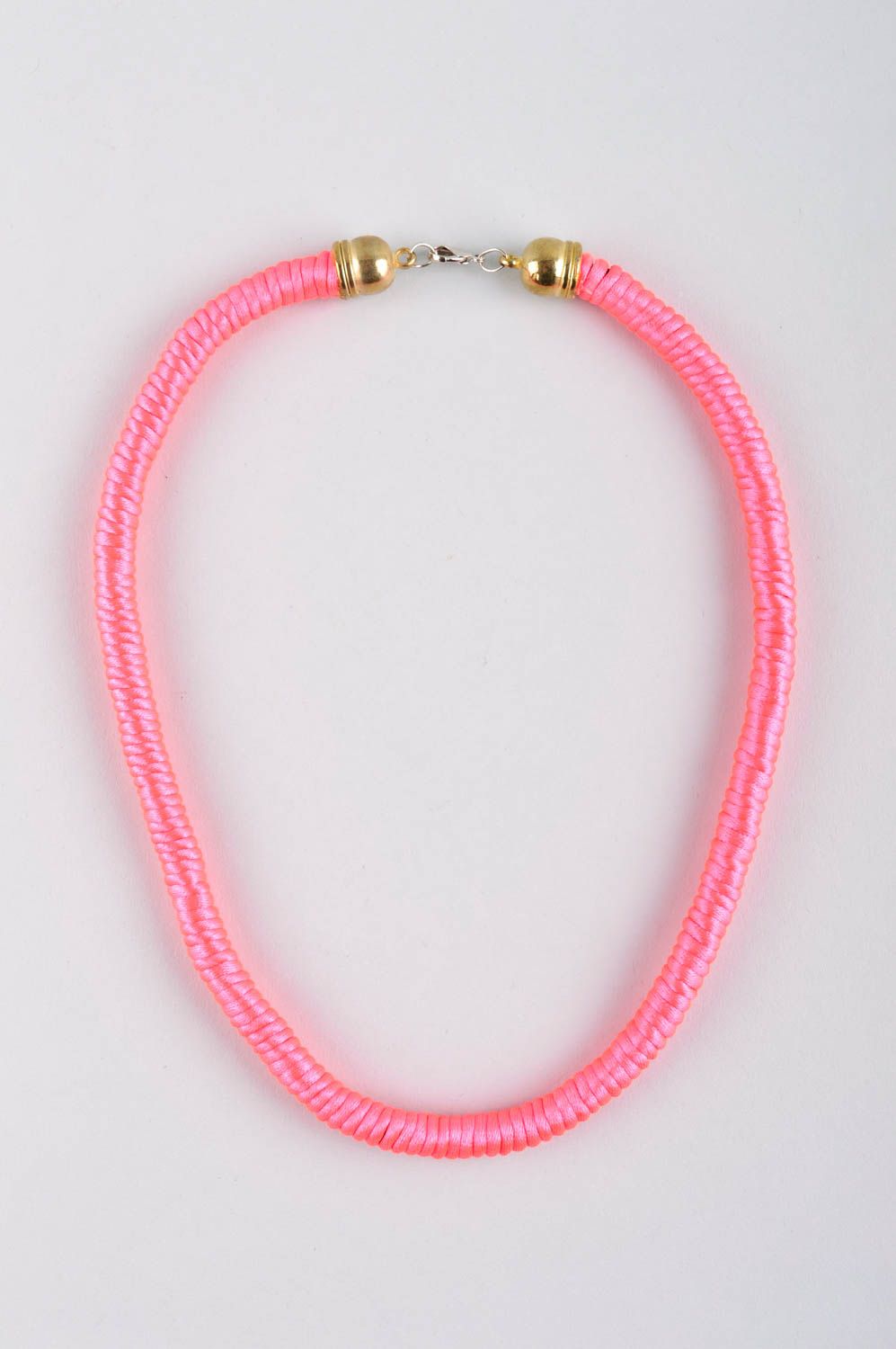 Колье ручной работы колье из веревки украшение на шею розовое авторское фото 2