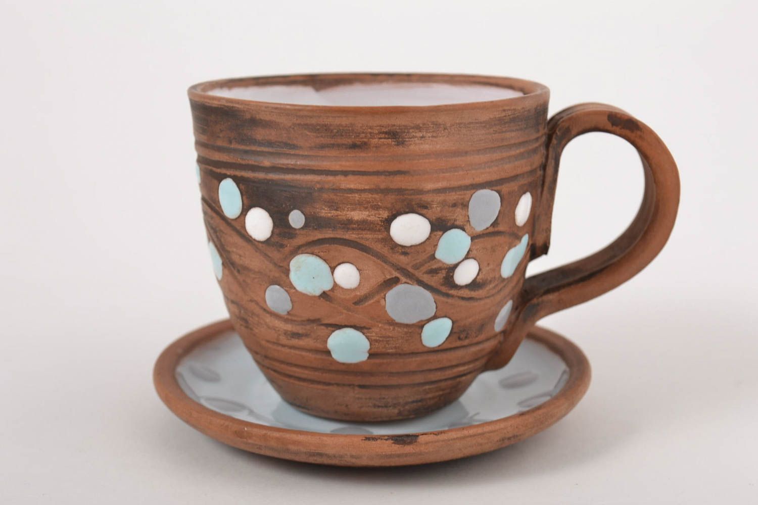 Кофейная чашка ручной работы кофейная посуда глиняная чашка с блюдцем 100 мл фото 10