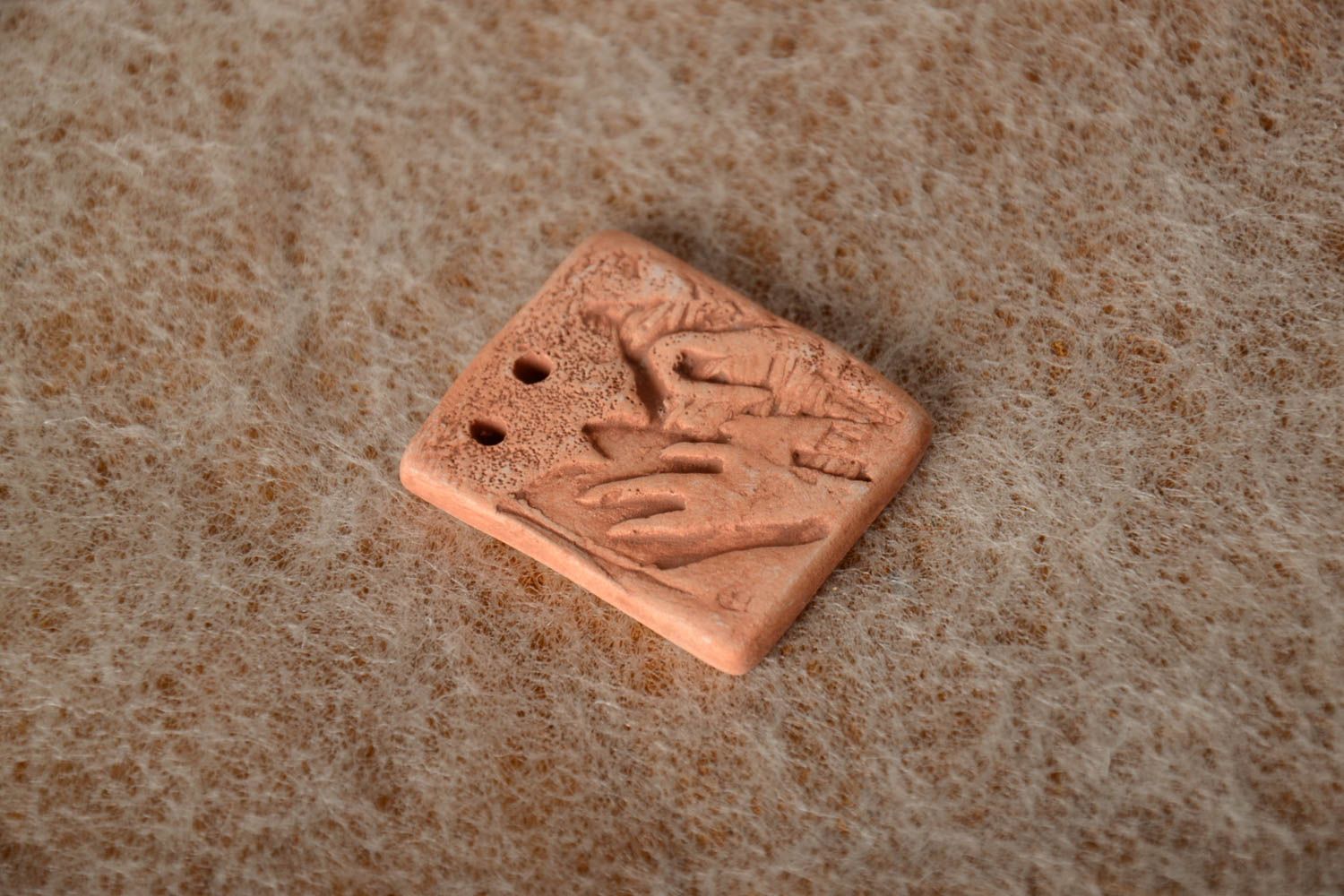 Small handmade rectangular clay blank pendant DIY designer jewelry photo 1
