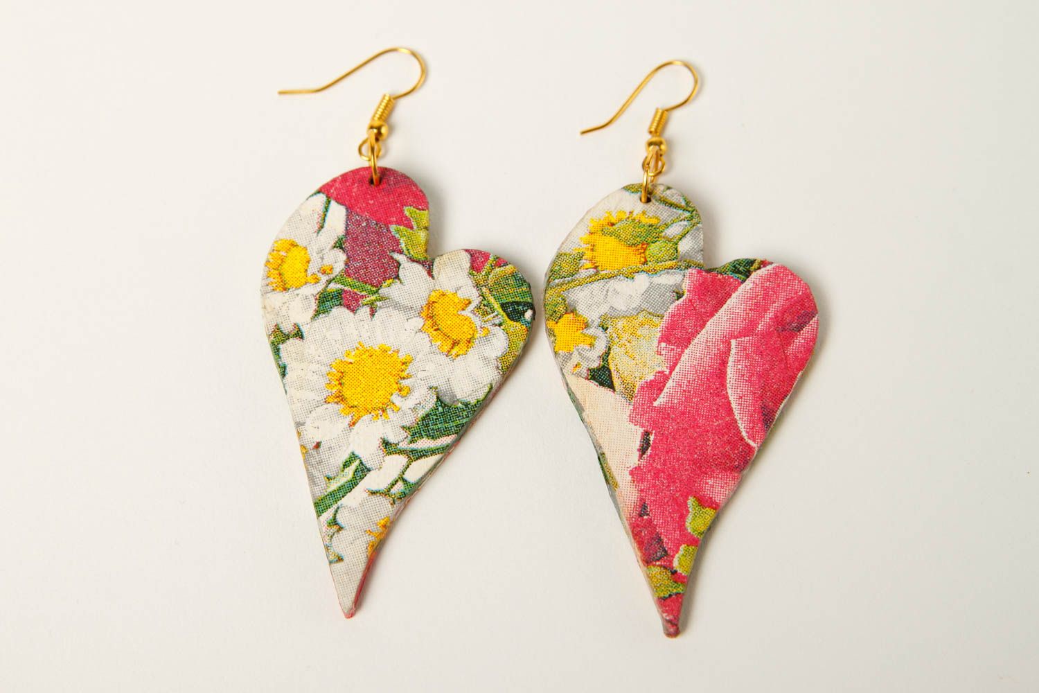 Серьги ручной работы модные серьги в форме сердечек деревянное украшение фото 3