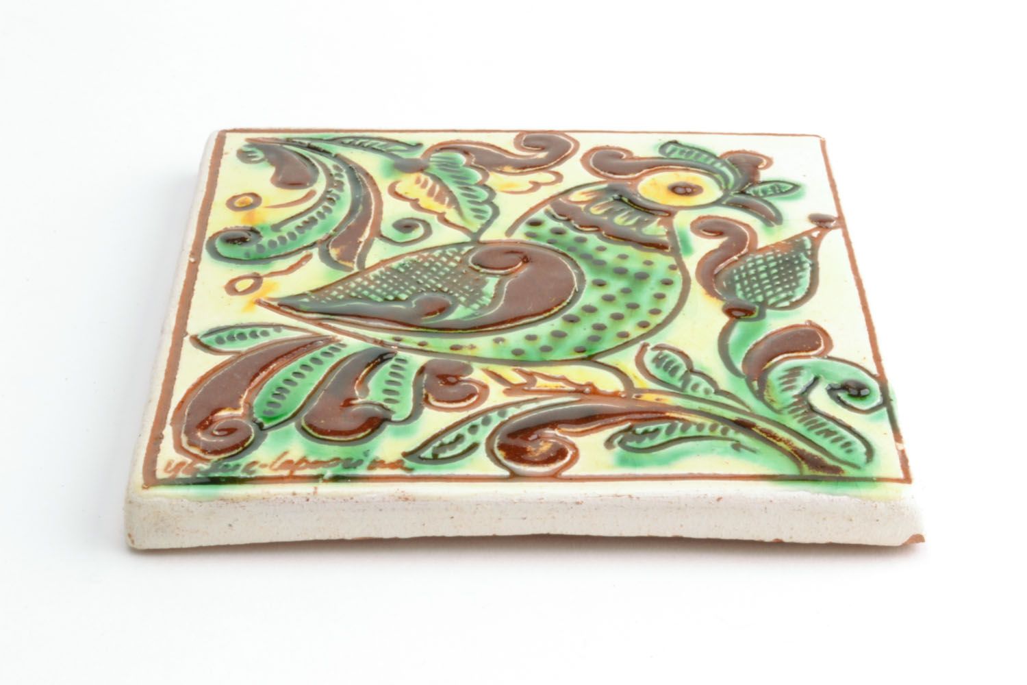 Azulejo de cerâmica artesanal pintado com tintas naturais para interior foto 4