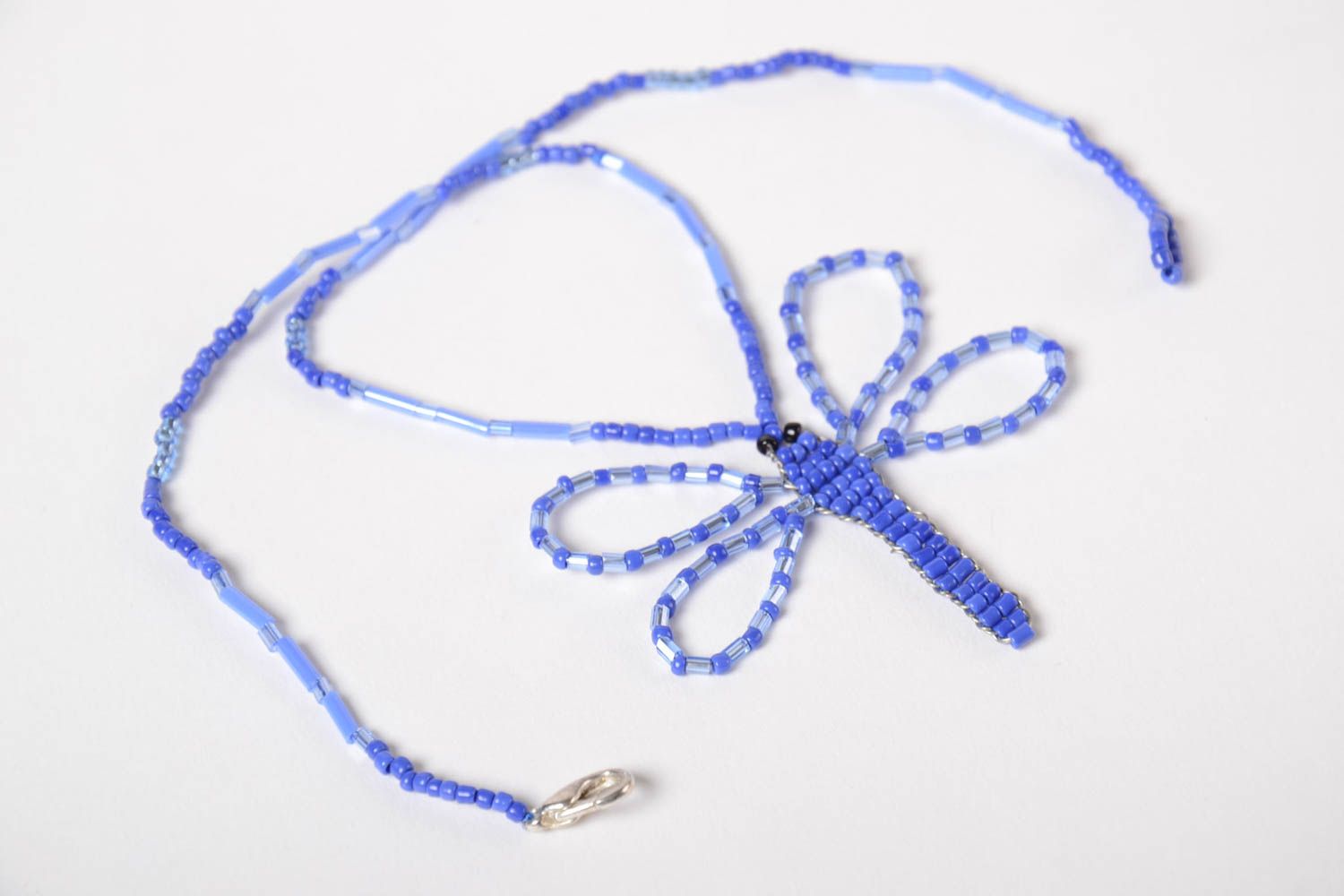 Pendentif en perles de rocaille Libellule bleue fait main bijou pour enfant photo 4