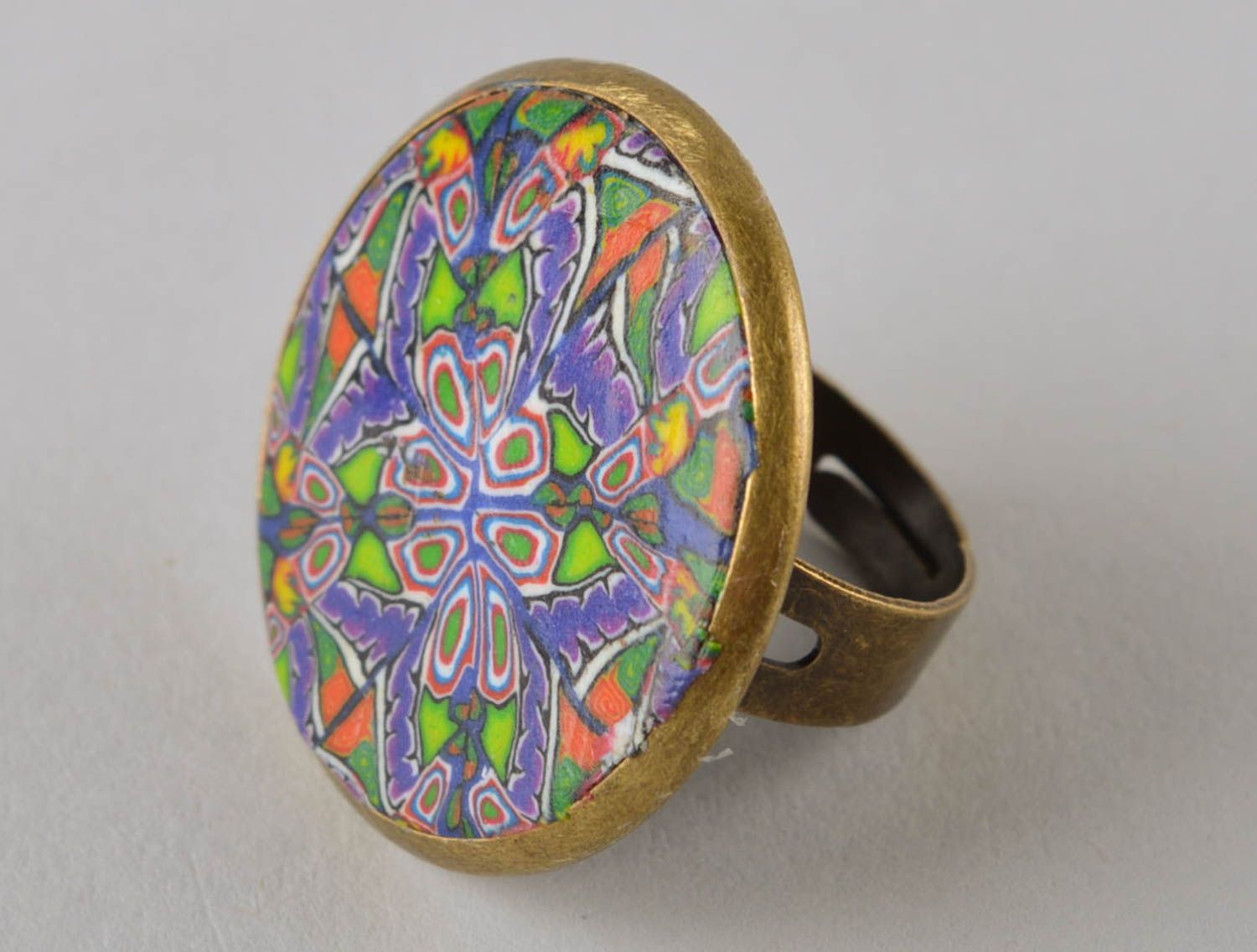 Кольцо ручной работы украшение из полимерной глины украшение кольцо большое фото 3