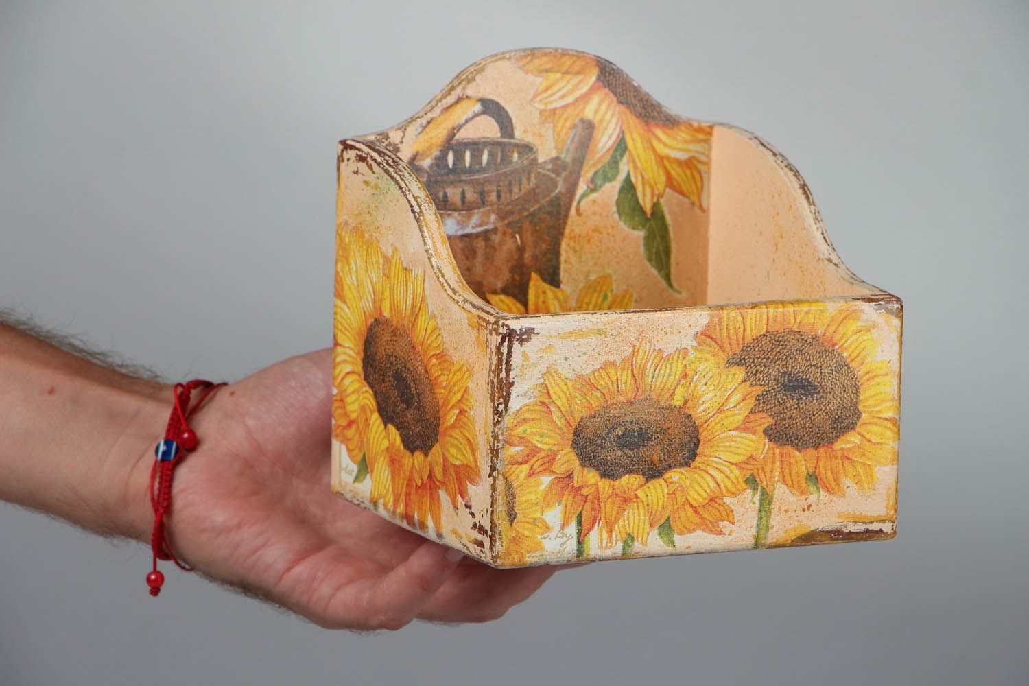 Behälter aus Holz für Gewürze Sonnenblumen  foto 5