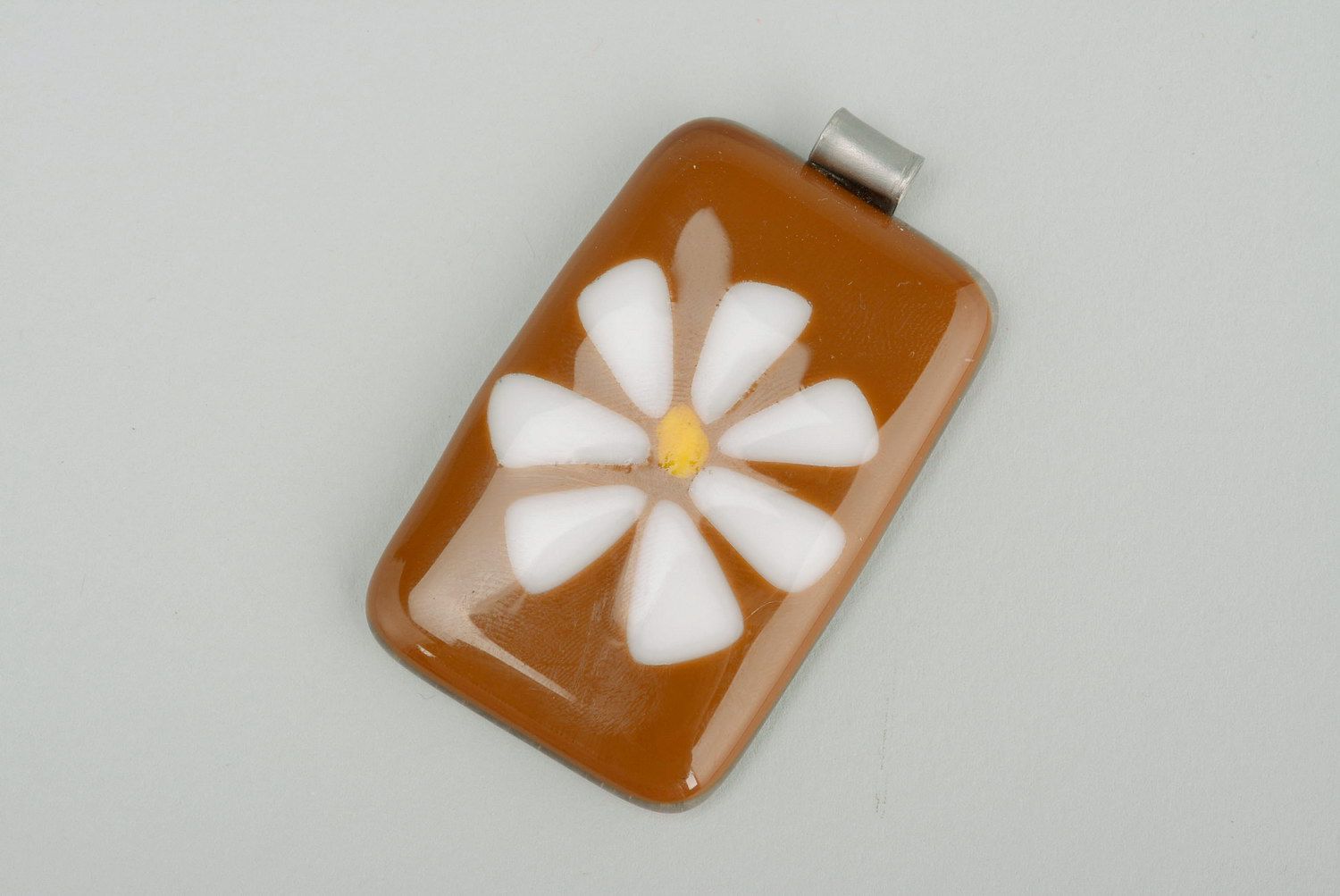 Glass pendant made using fusing technique Flower photo 4