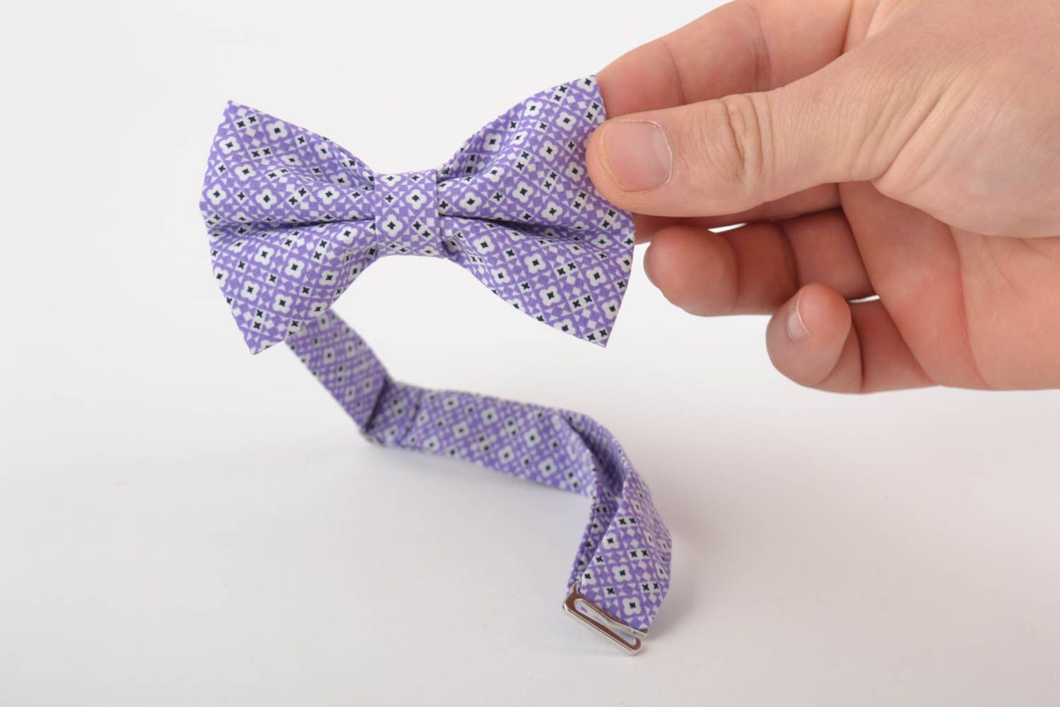 Beautiful motley handmade designer fabric bow tie with print photo 5