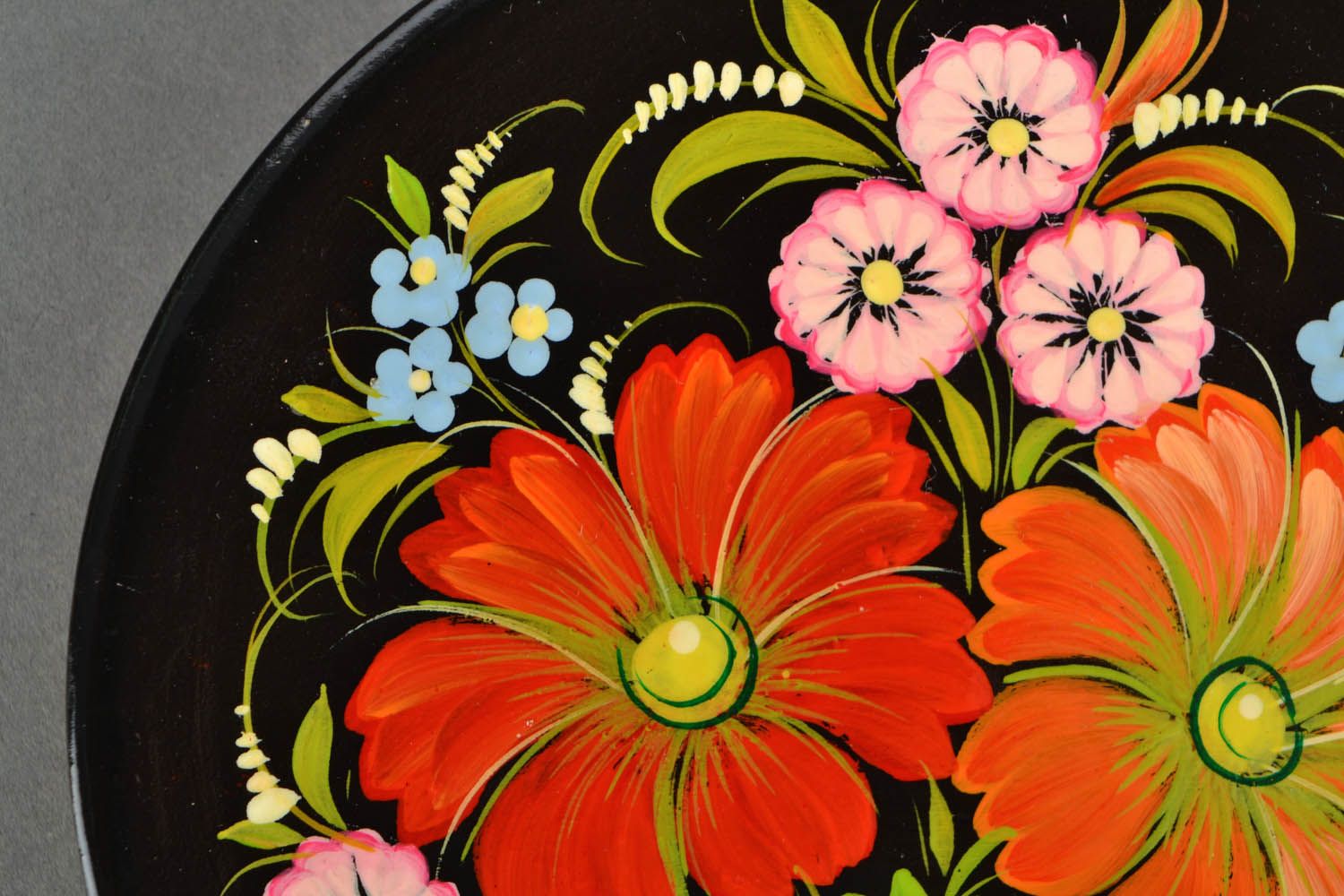 Настенная тарелка с петриковской росписью фото 2
