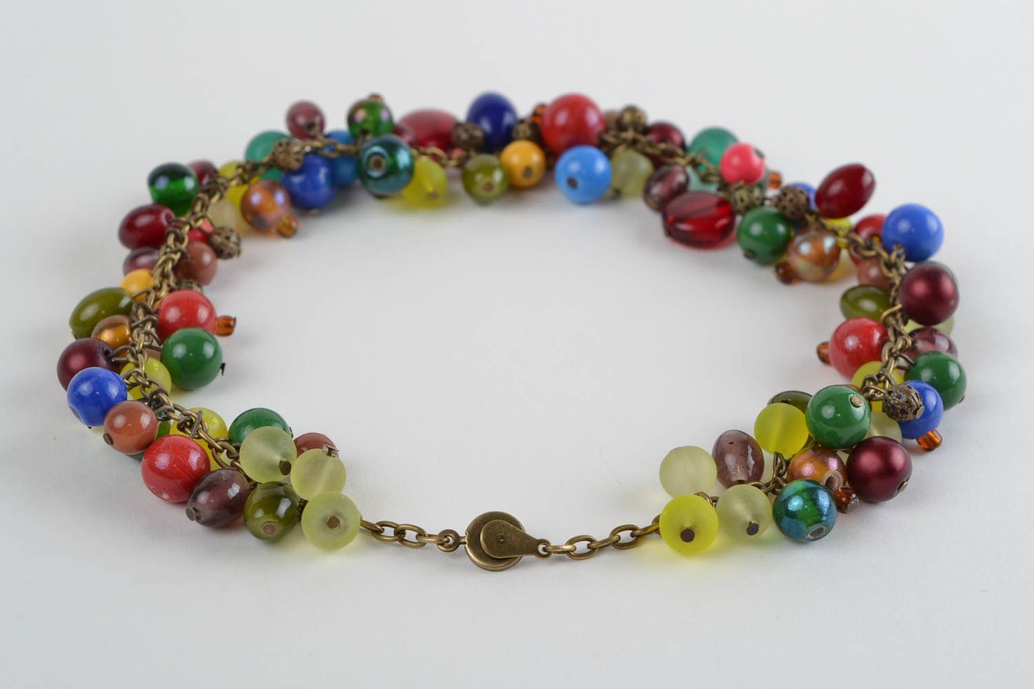 Collier de perles de verre multicolore fait main accessoire original pour femme photo 4