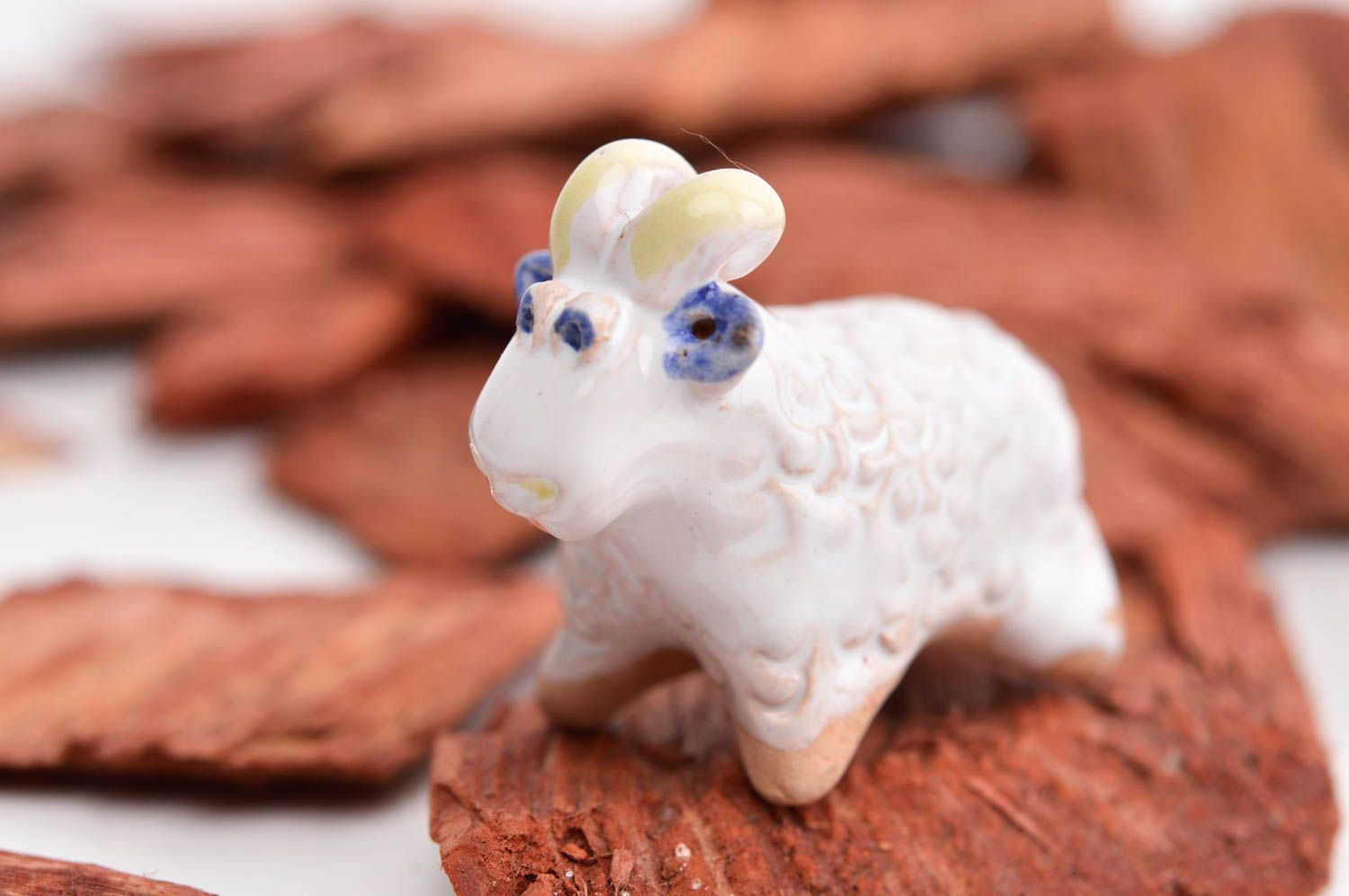 Schaf handmade Keramik Deko schöne Figur aus Ton Tier Miniatur Figur toll foto 1