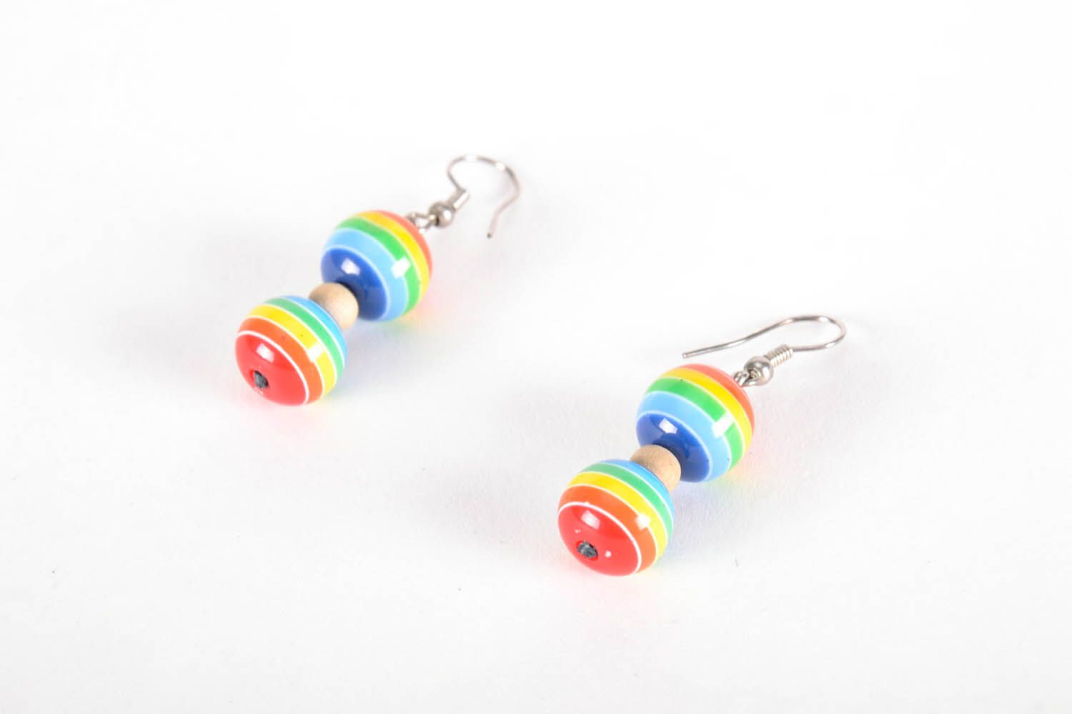 Multi-colored earrings made of polymer clay photo 1