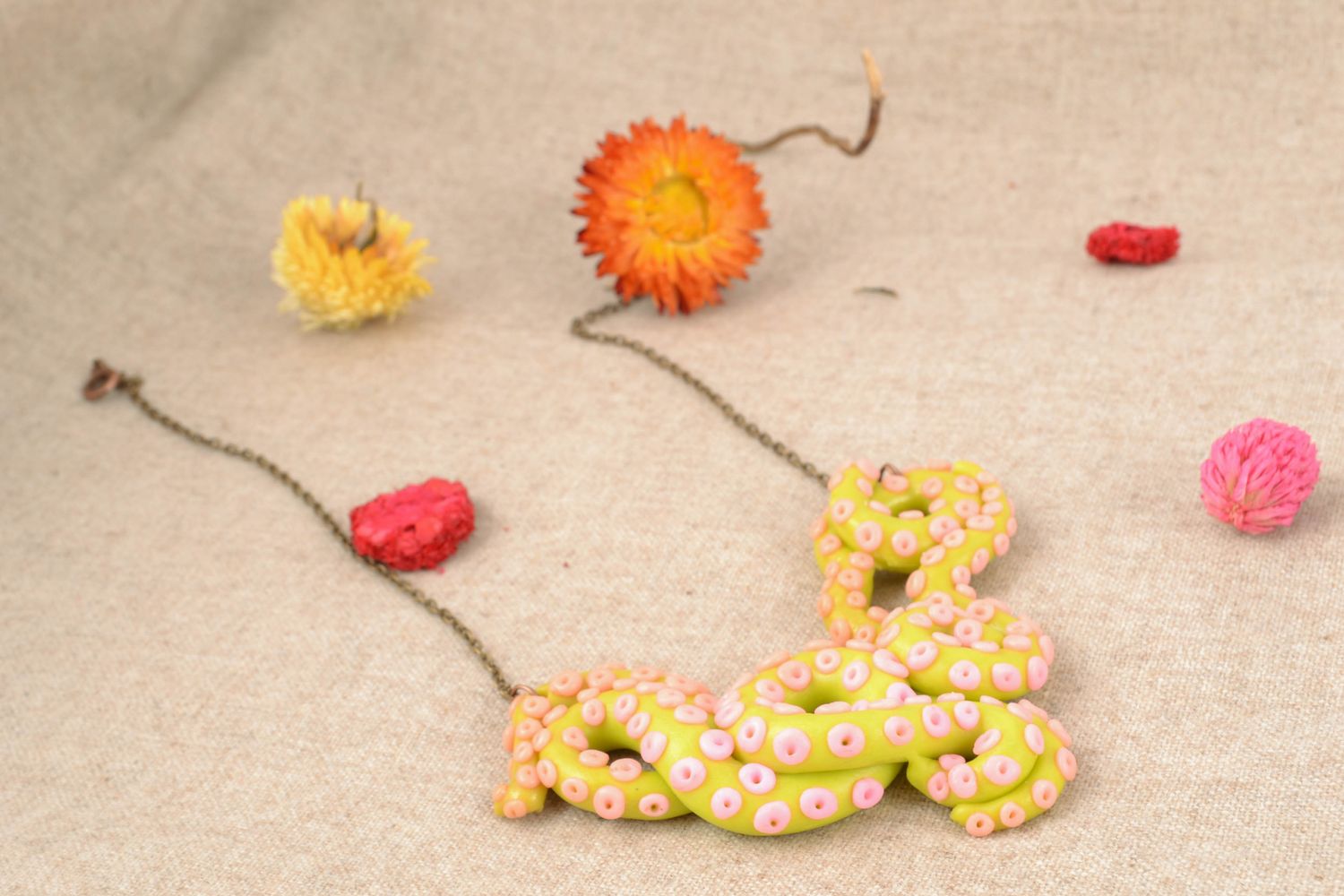 Extravagant polymer clay necklace photo 1