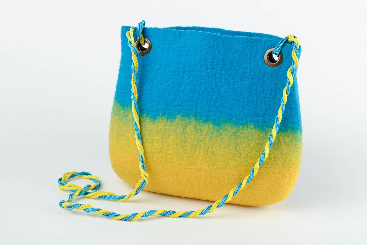 Unusual handmade woolen bag shoulder bag felted wool bag wool felting ideas photo 9