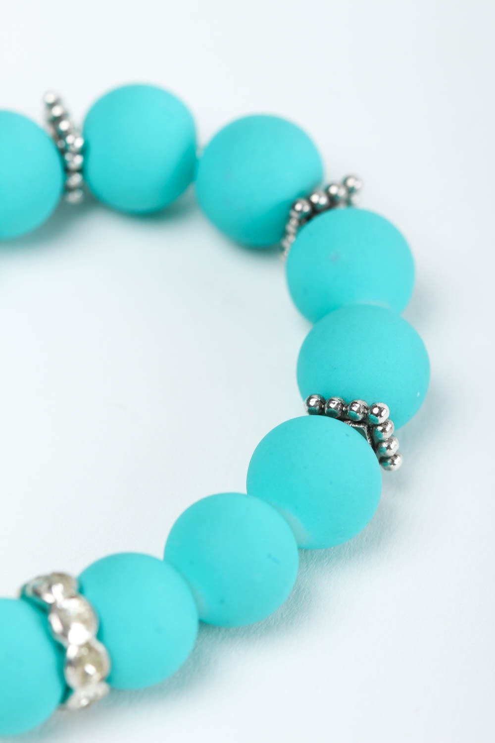 Handmade Frauen Accessoire Damen Armband Designer Schmuck blau mit Perlen foto 4