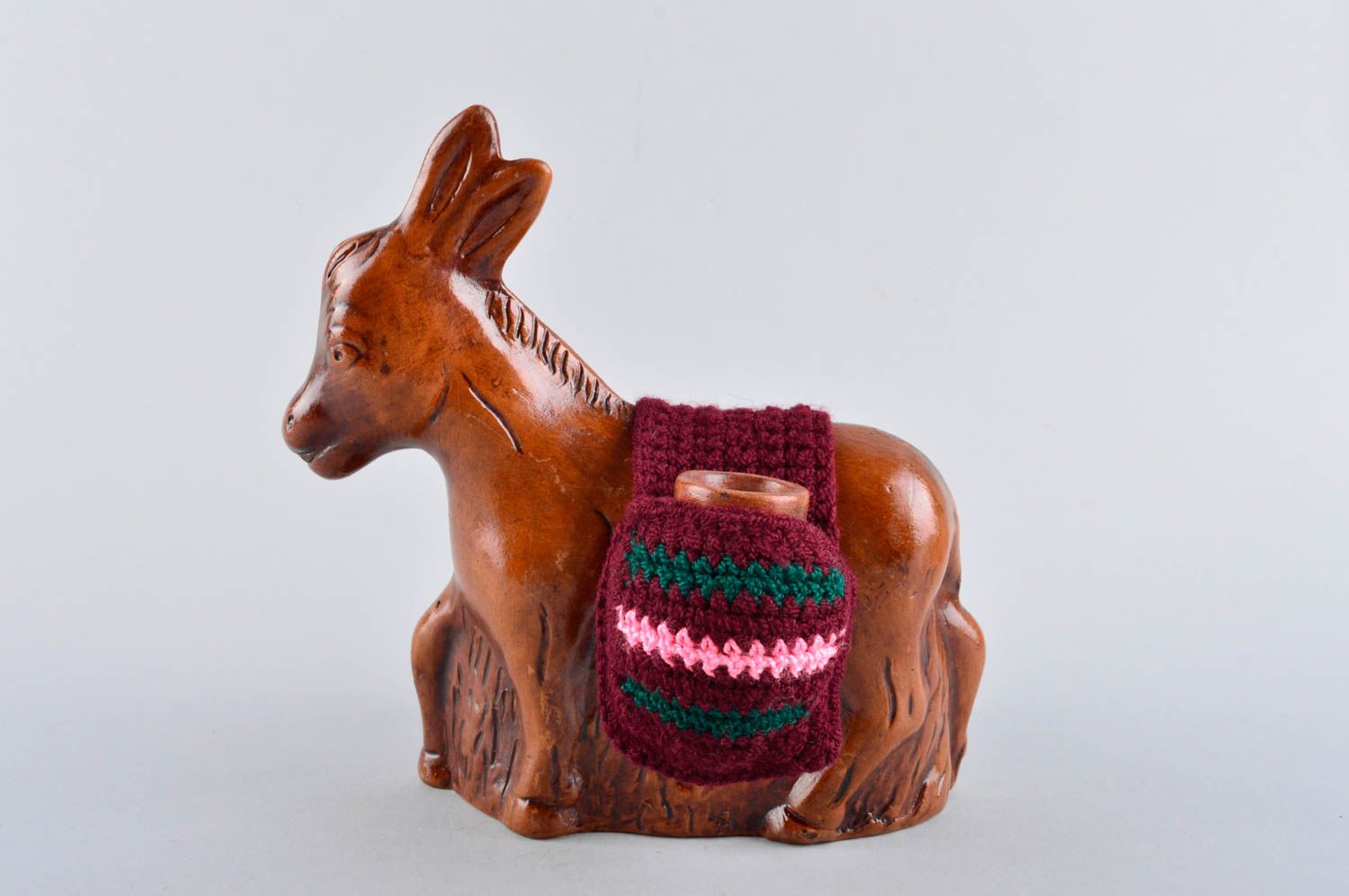Handmade Keramik Figur Esel Trinkbecher Ton Set 2 Stück ausgefallenes Geschenk foto 3