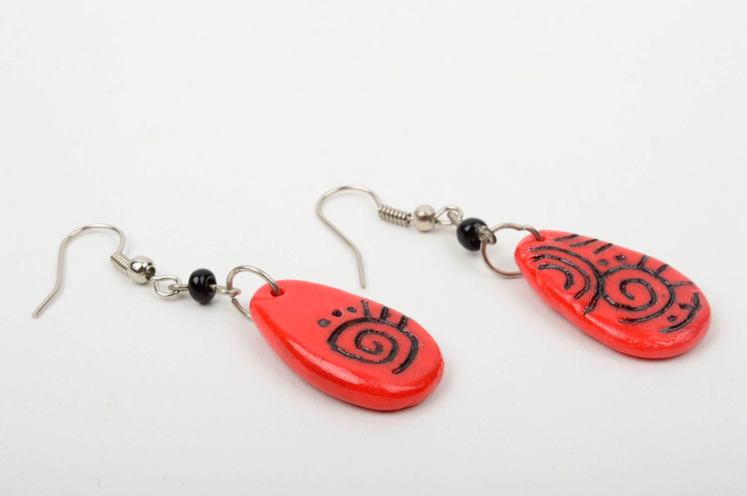 Handmade jewelry designer accessories polymer clay dangling earrings gift ideas photo 4
