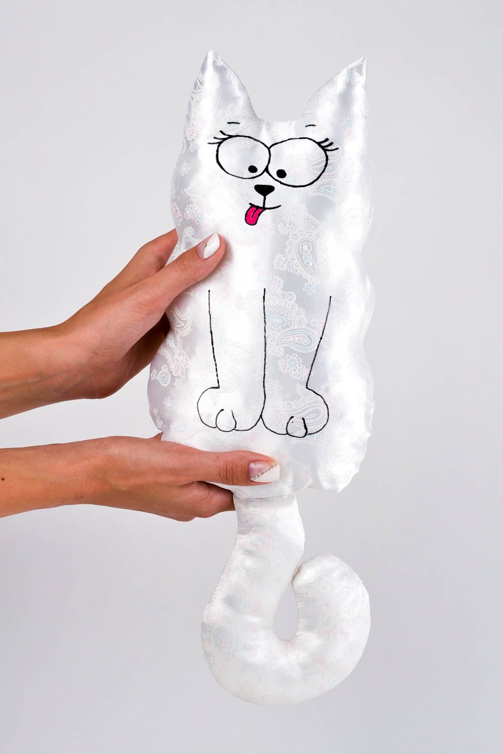 Игрушка-подушка ручной работы декоративная подушка детская игрушка котик фото 1