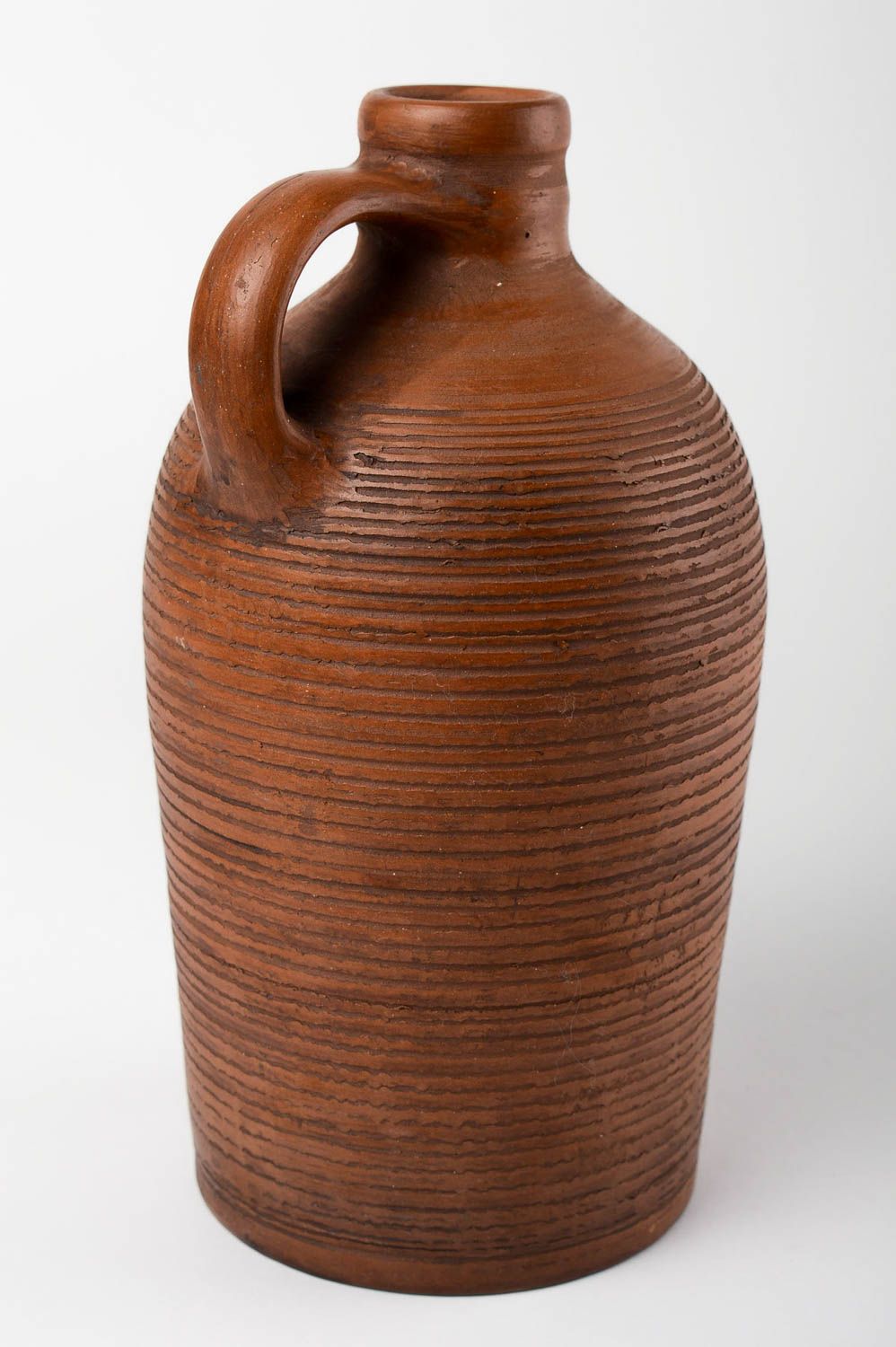 Глиняная бутылка посуда ручной работы стильная керамическая бутылка красивая фото 4