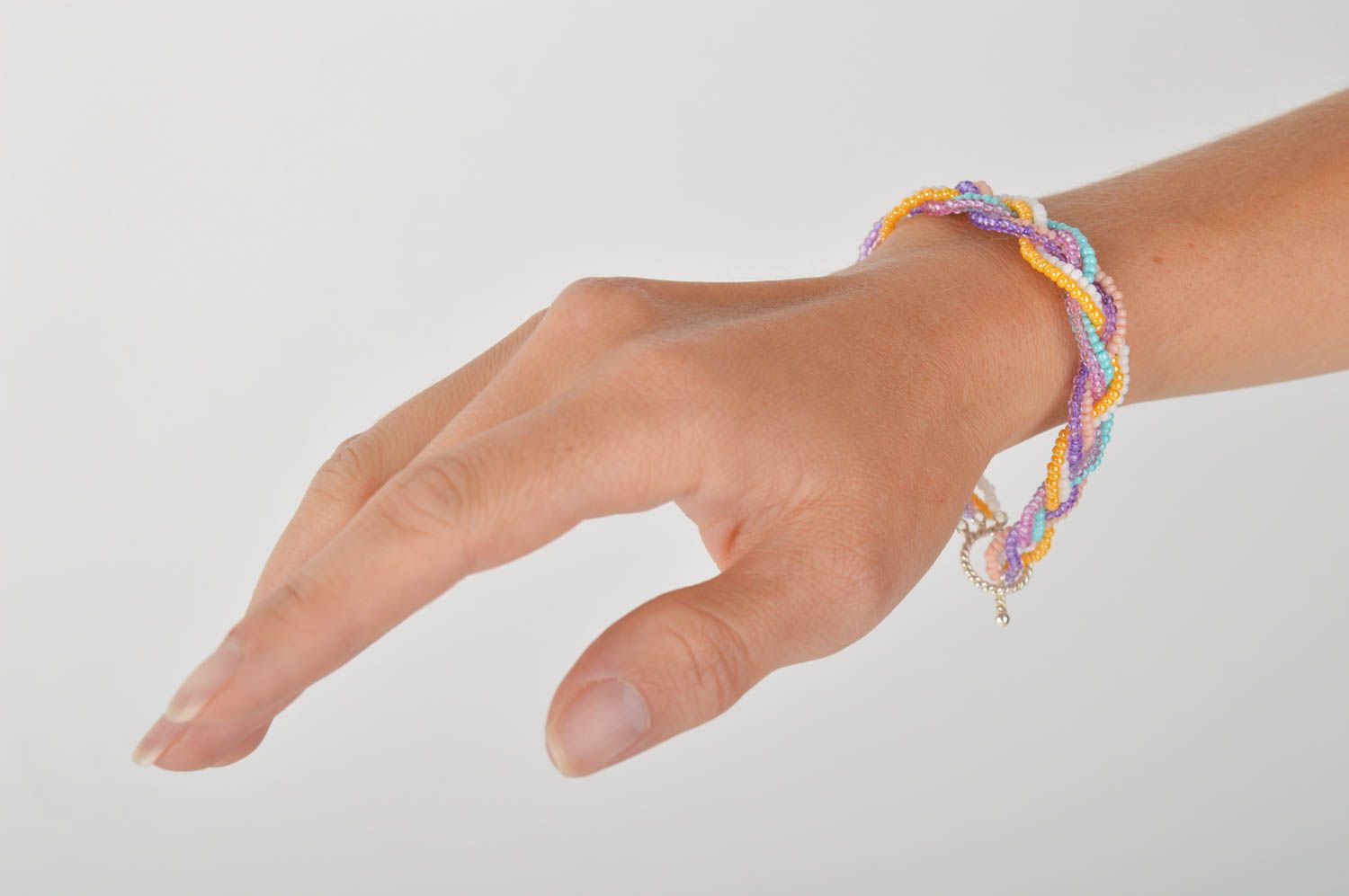 Handmade braided bracelet bright fashion jewelry wrist beaded accessory photo 2