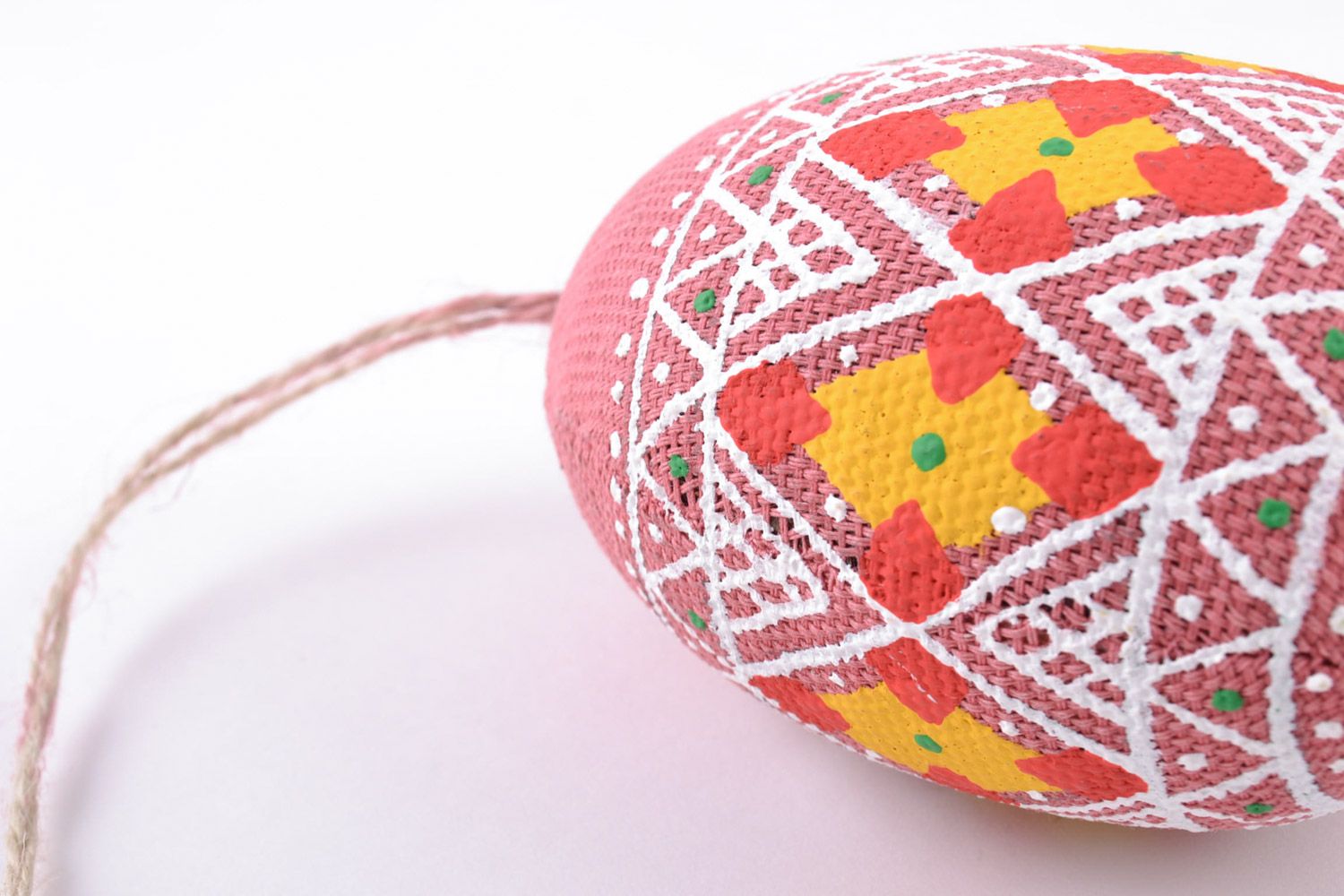 Handmade small decorative wall hanging Easter egg sewn of fabric with aroma photo 3