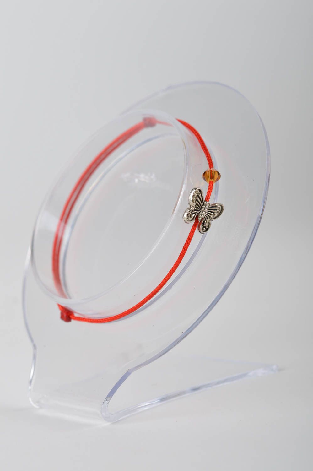 Красный браслет ручной работы браслет для девушки модная бижутерия Бабочка фото 3