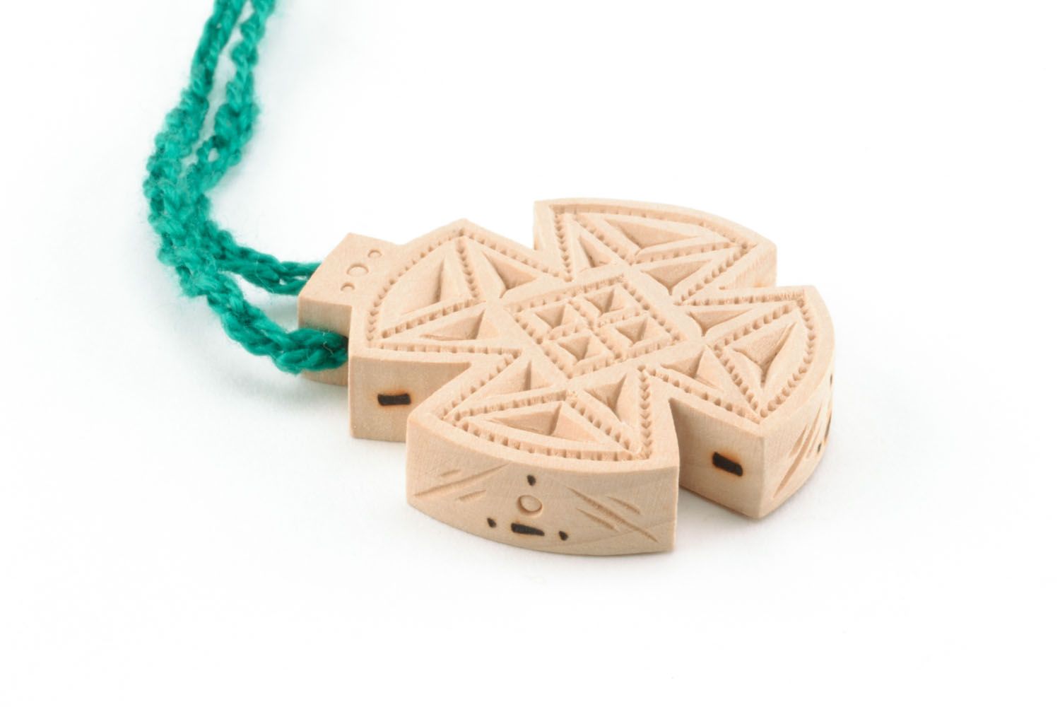 Wooden cross necklace with inlay photo 4
