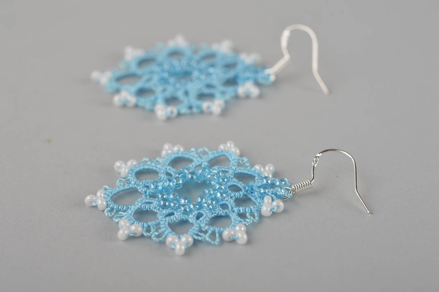 Stylish handmade textile earrings woven lace earrings accessories for girls photo 3