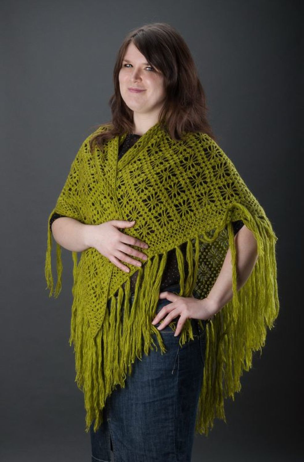 Green crochet shawl photo 1