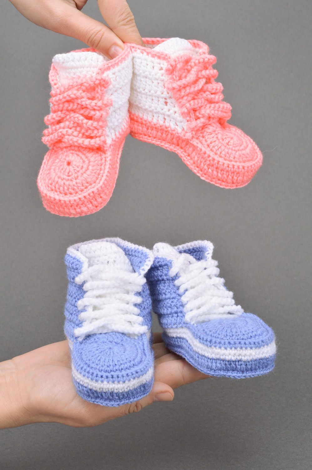 Ensemble de chaussons tricotés en acrylique au crochet faits main 2 paires bébé photo 3