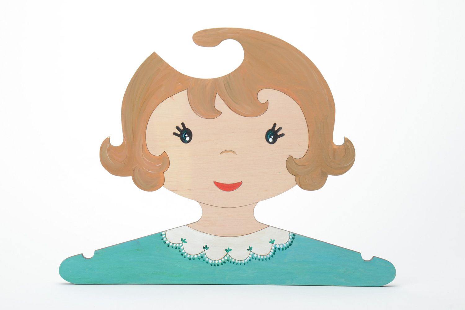 Beautiful plywood children's clothes hanger in the shape of girl photo 2