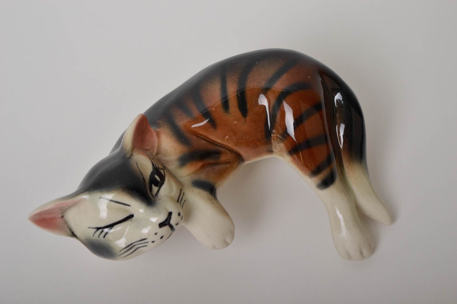 Clay figurine handmade present figurine cat handmade cat figurine unusual gift  photo 2