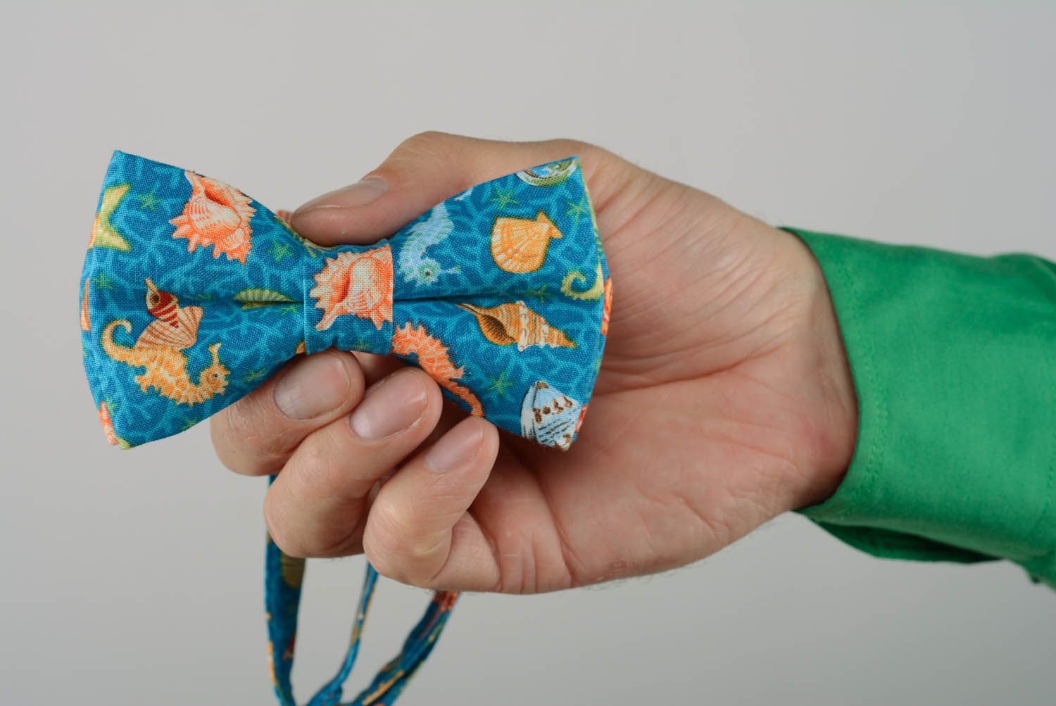Gravata borboleta feita de algodão Fundo do mar foto 5