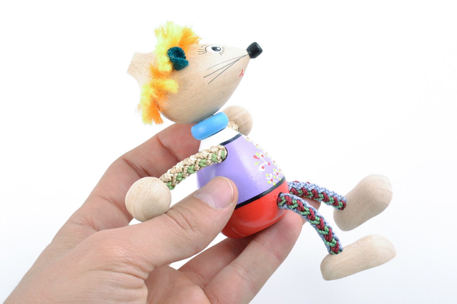 Деревянная эко игрушка мышонок расписной маленький на подарок ручная работа фото 2