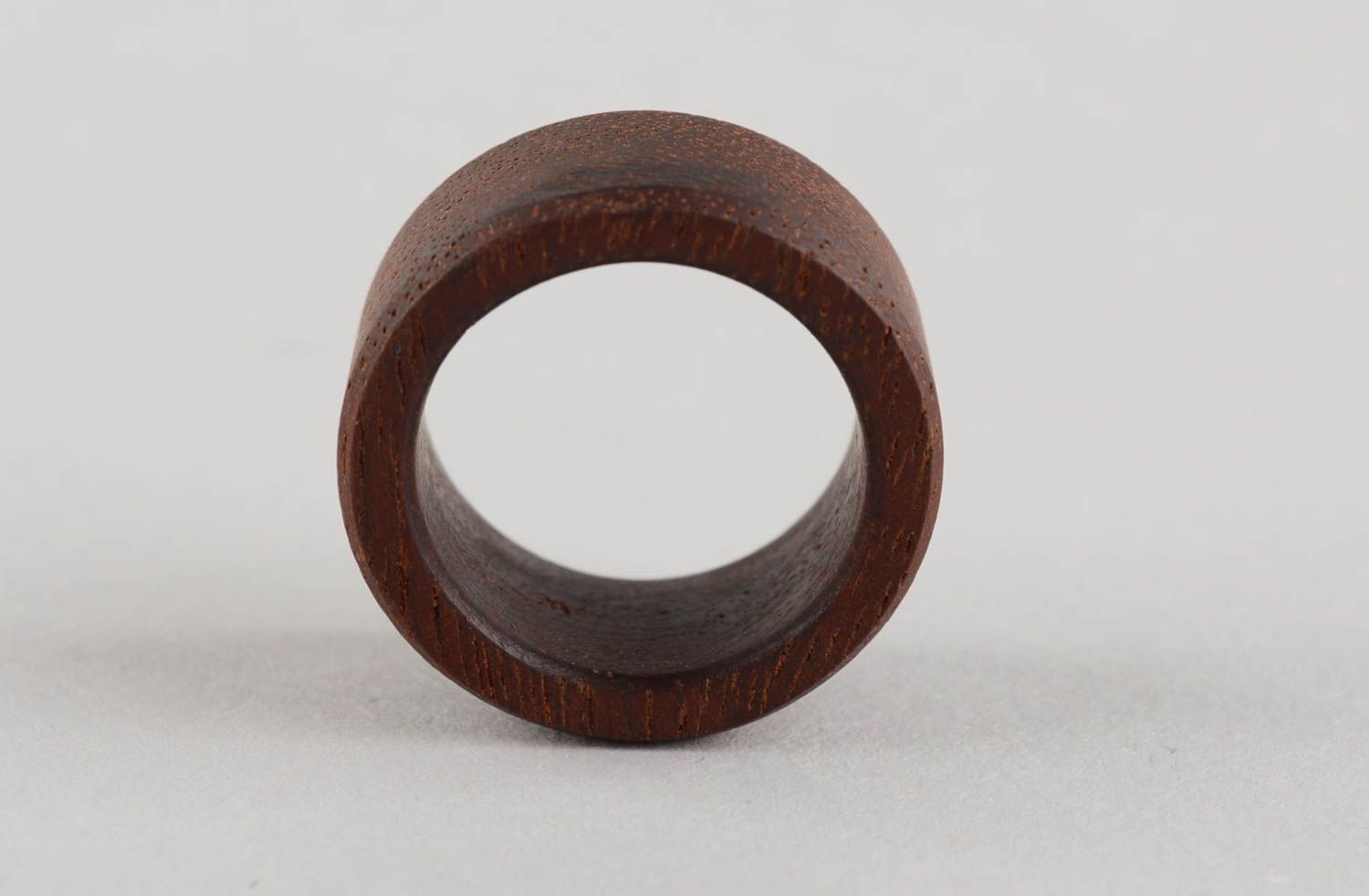 Handmade cute round brown stylish beautiful unusual ring made of wood photo 4