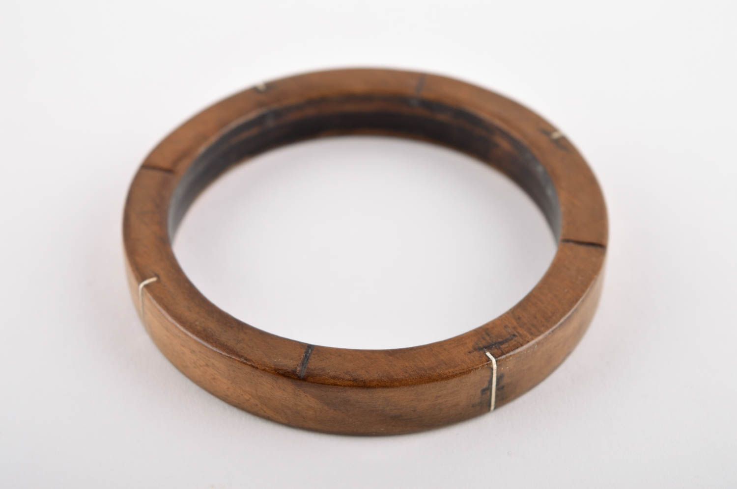Pulsera de madera hecha a mano regalo original accesorio para mujer redonda foto 2