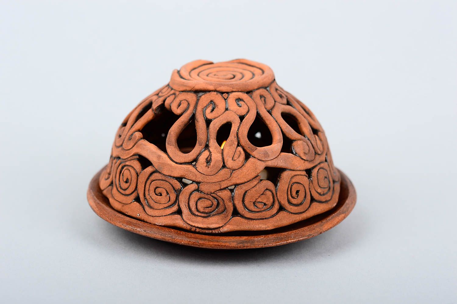 Beautiful handmade ceramic candlestick candle holder pottery works gift ideas photo 1