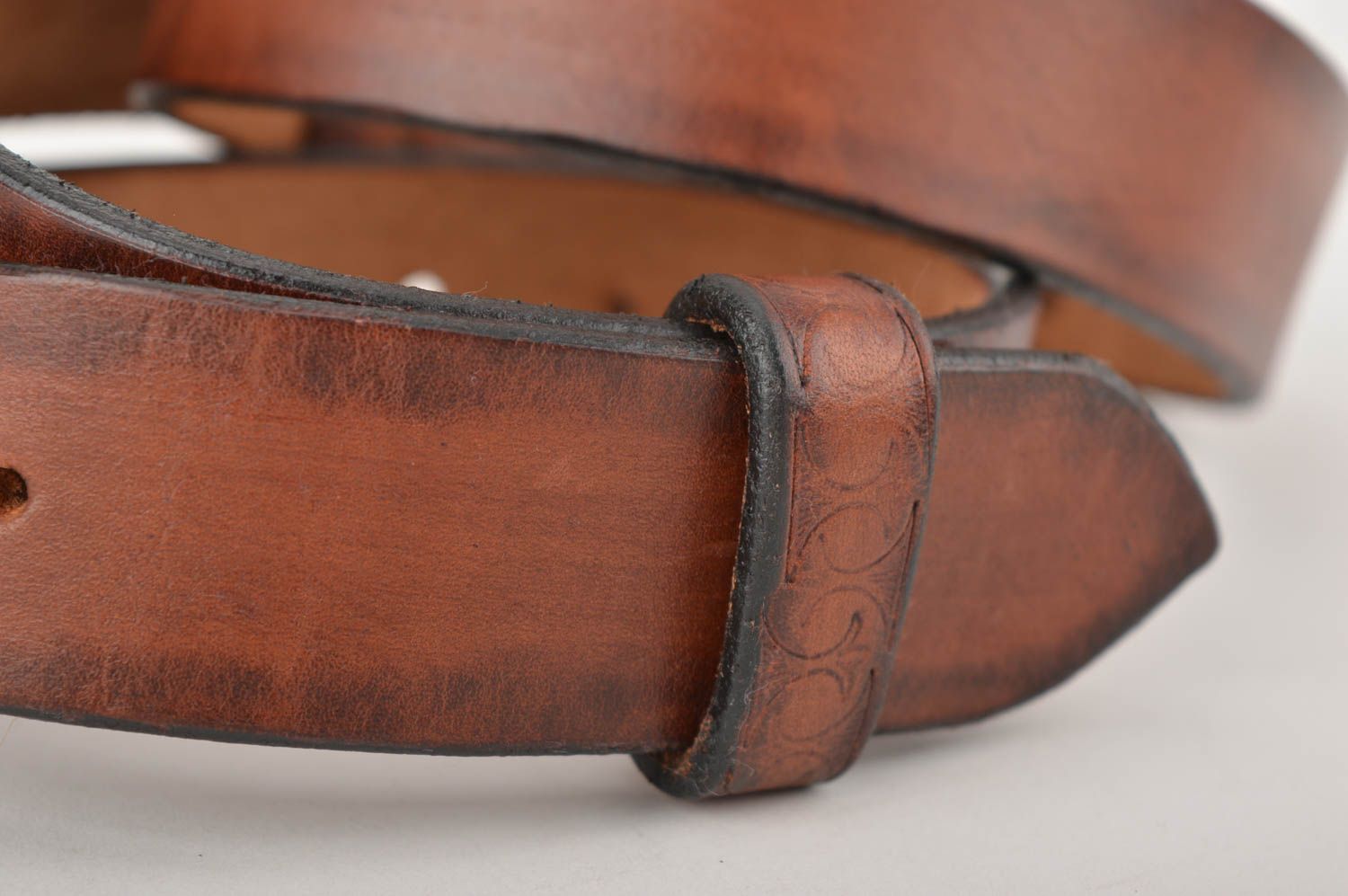 Beautiful handmade leather belt accessories for men leather goods gifts for him photo 5
