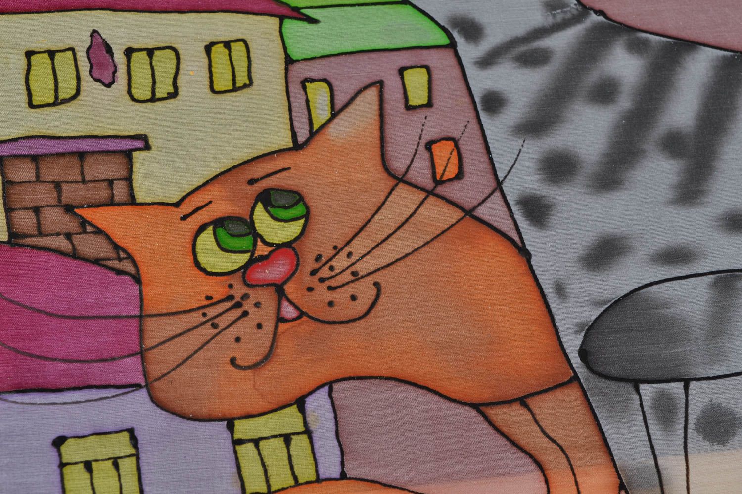 Картина в технике батик Городские коты фото 4