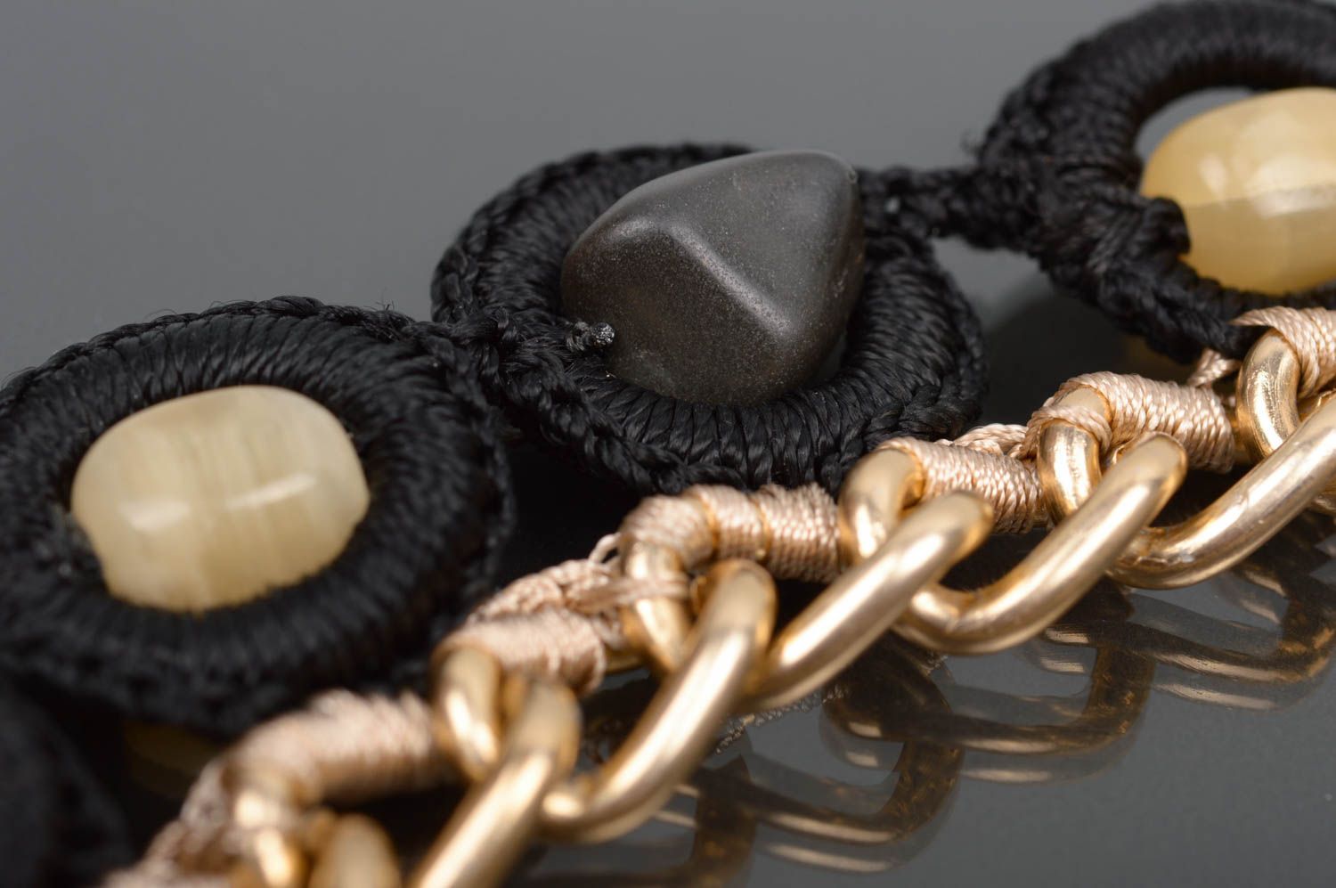 Handmade Damen Collier Modeschmuck Halskette Accessoires für Frauen mit Achat foto 3