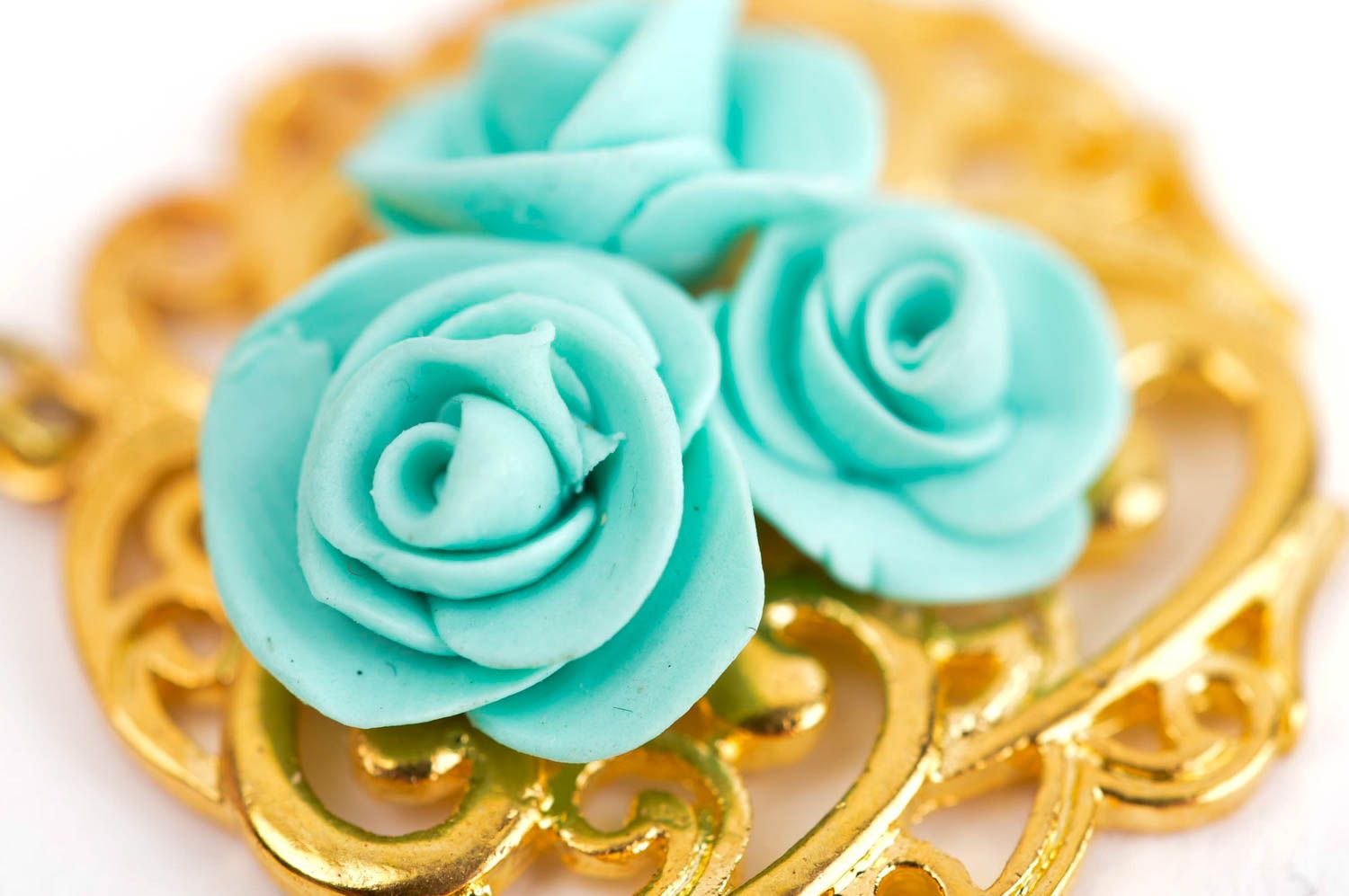 Polymer Clay Schmuck Handmade Ohrhänger Ohrringe für Damen blau Ohrringe Blumen  foto 5