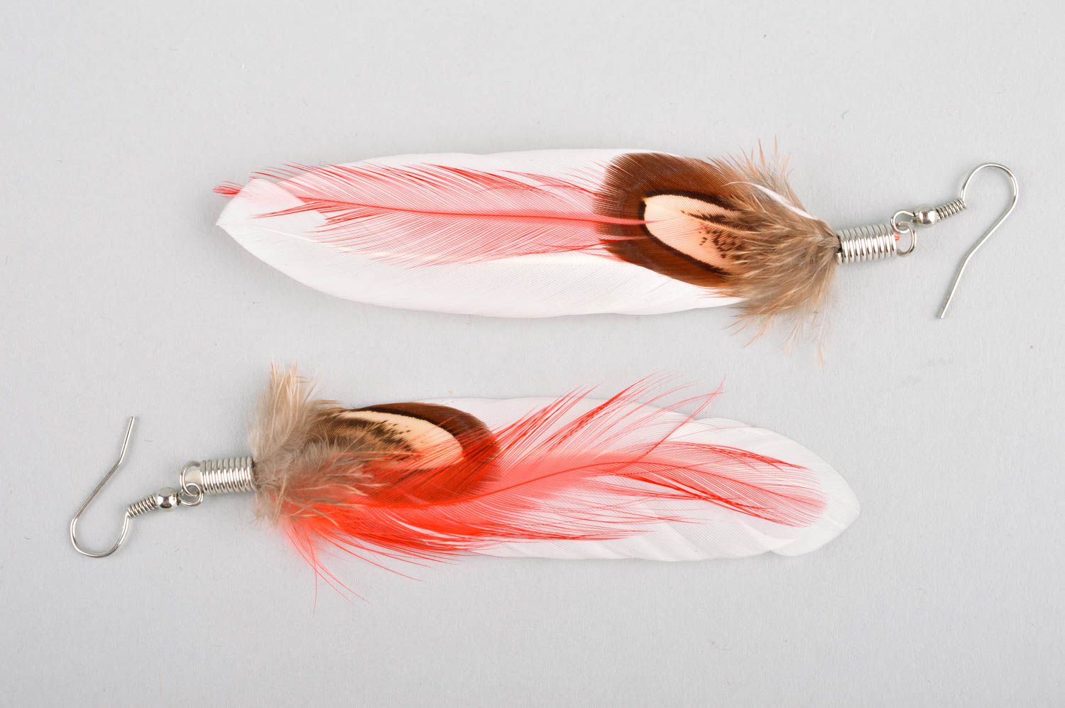 Feather earrings with charms elegant accessories feather jewelry summer jewelry photo 5
