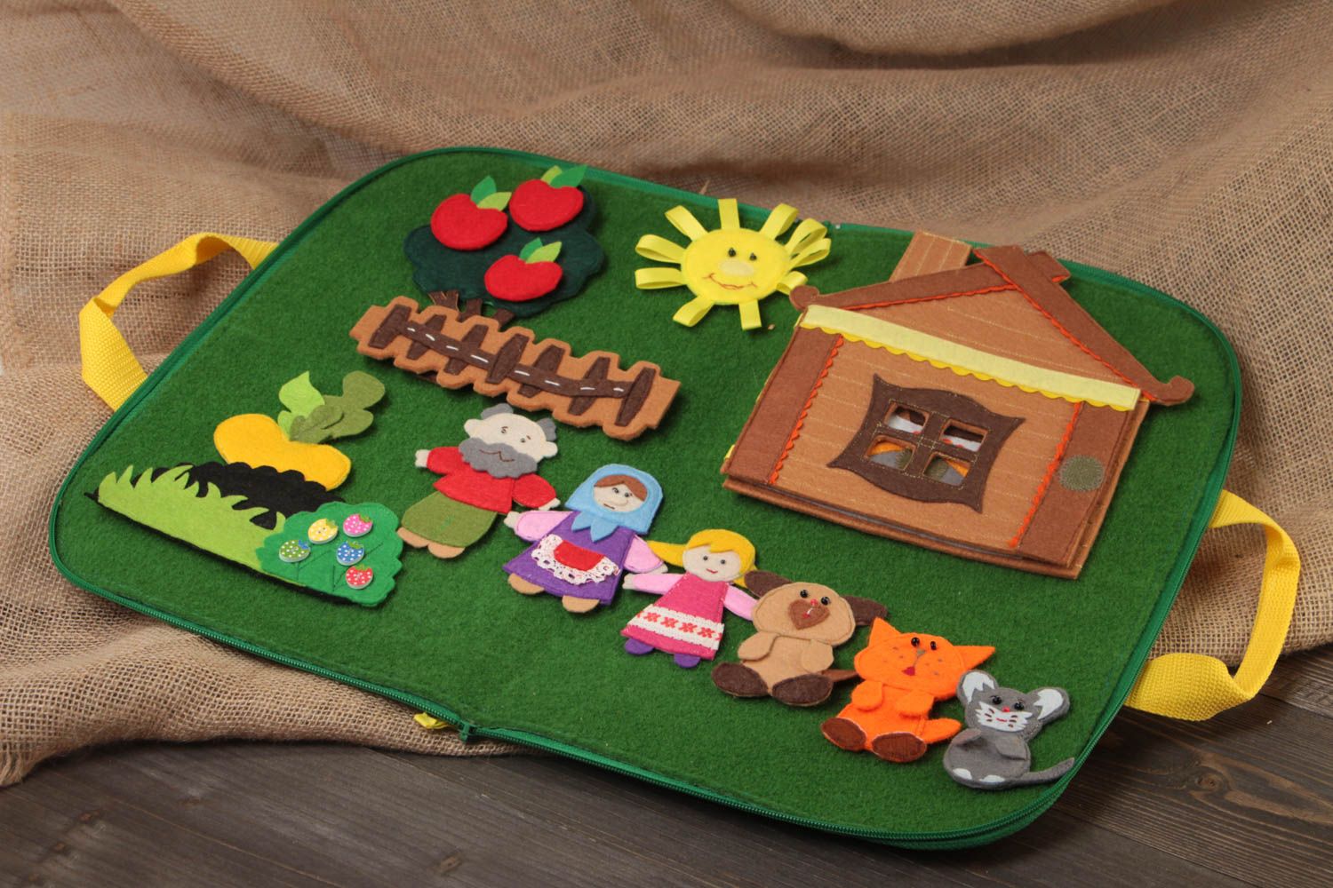 Handmade game pad made of felt soft bright toy for baby fairy tale Repka photo 1