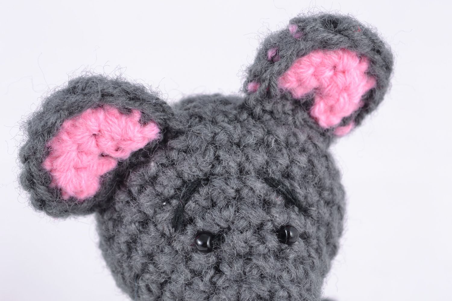 Soft crochet toy gray mouse photo 3