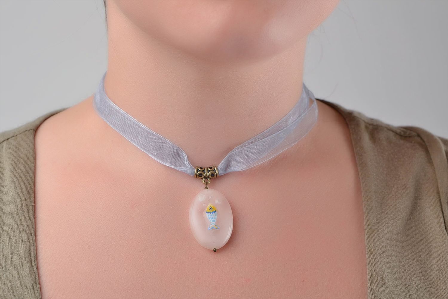 Handmade pendant organza pendant designer product unusual gift for girl photo 1