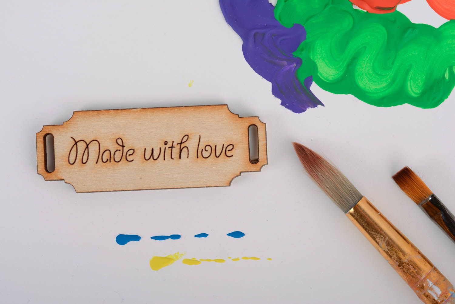 Motif en bois à décorer Made with love fait main photo 1